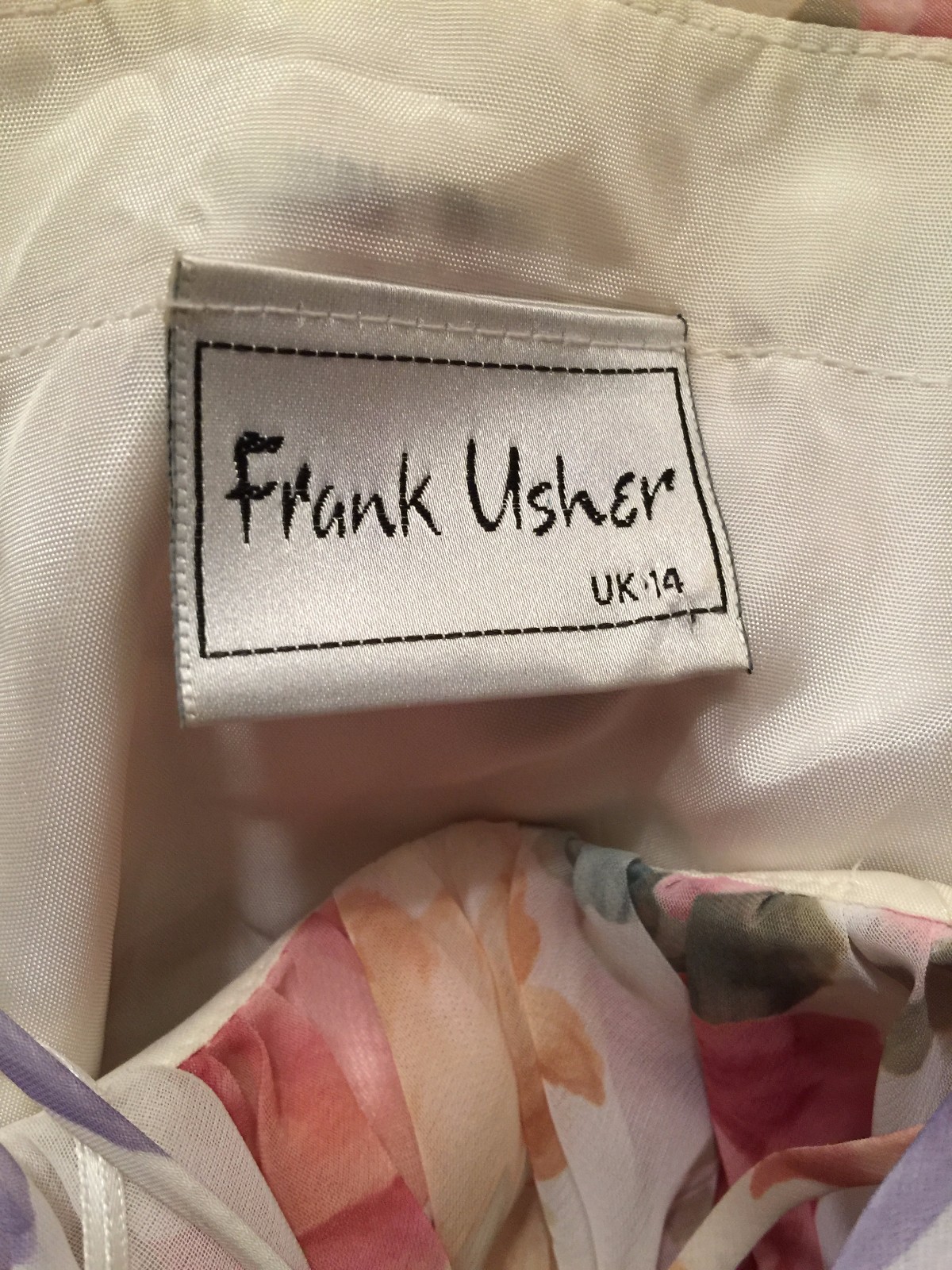 Frank Usher 10 M Floral Ruched Luxe Event Dress W Spaghetti Straps