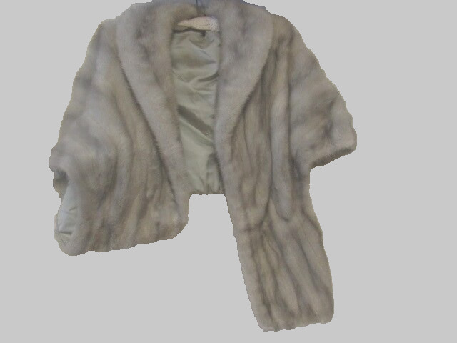 Vintage 50’s Cerulean Mink Fur Convertible Cape Stole Silver Gray Nice!