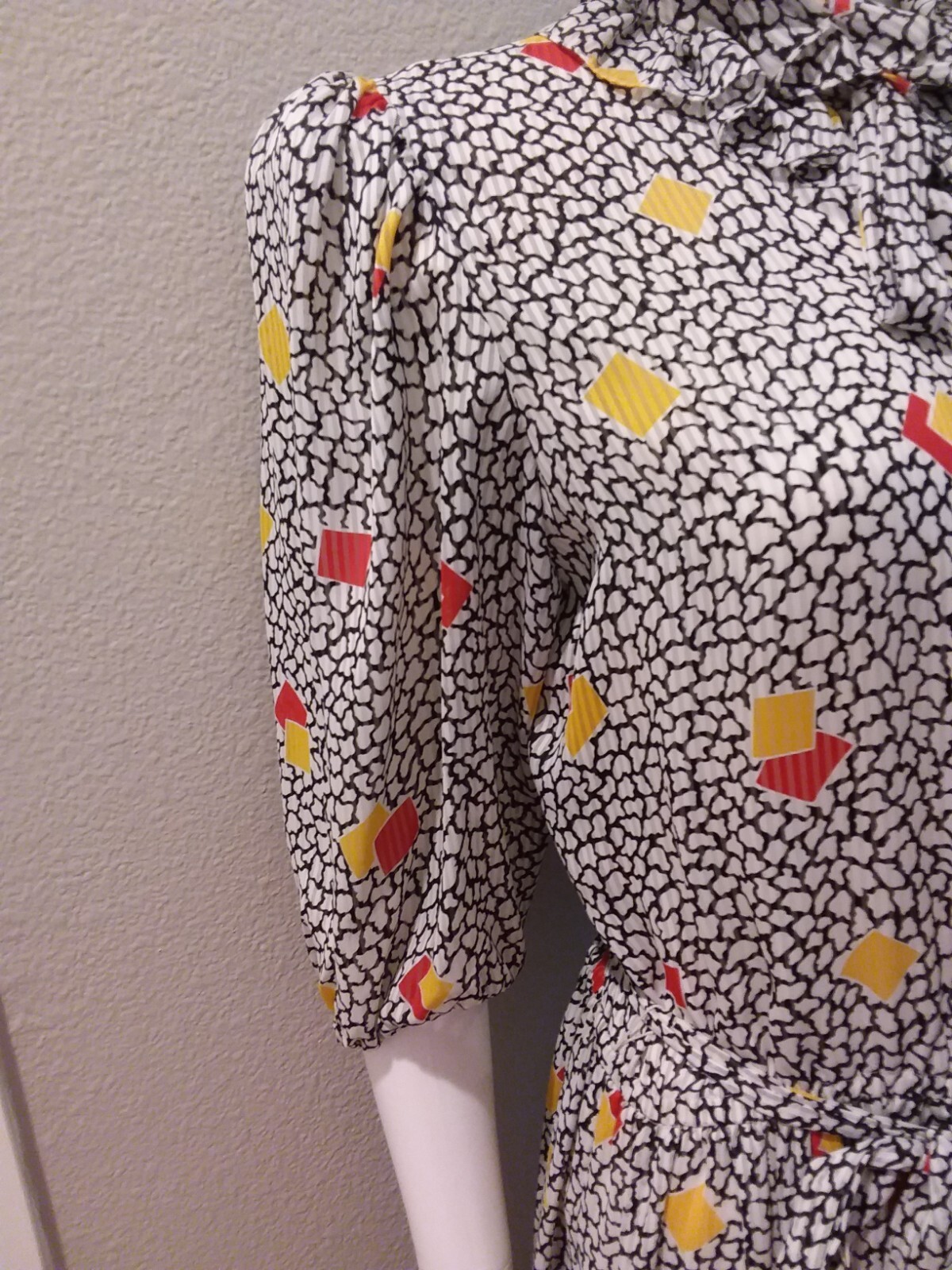 NEIMAN MARCUS CASTLEBERRY Dress Multicolored Size 14 Vintage Shoulder Pads