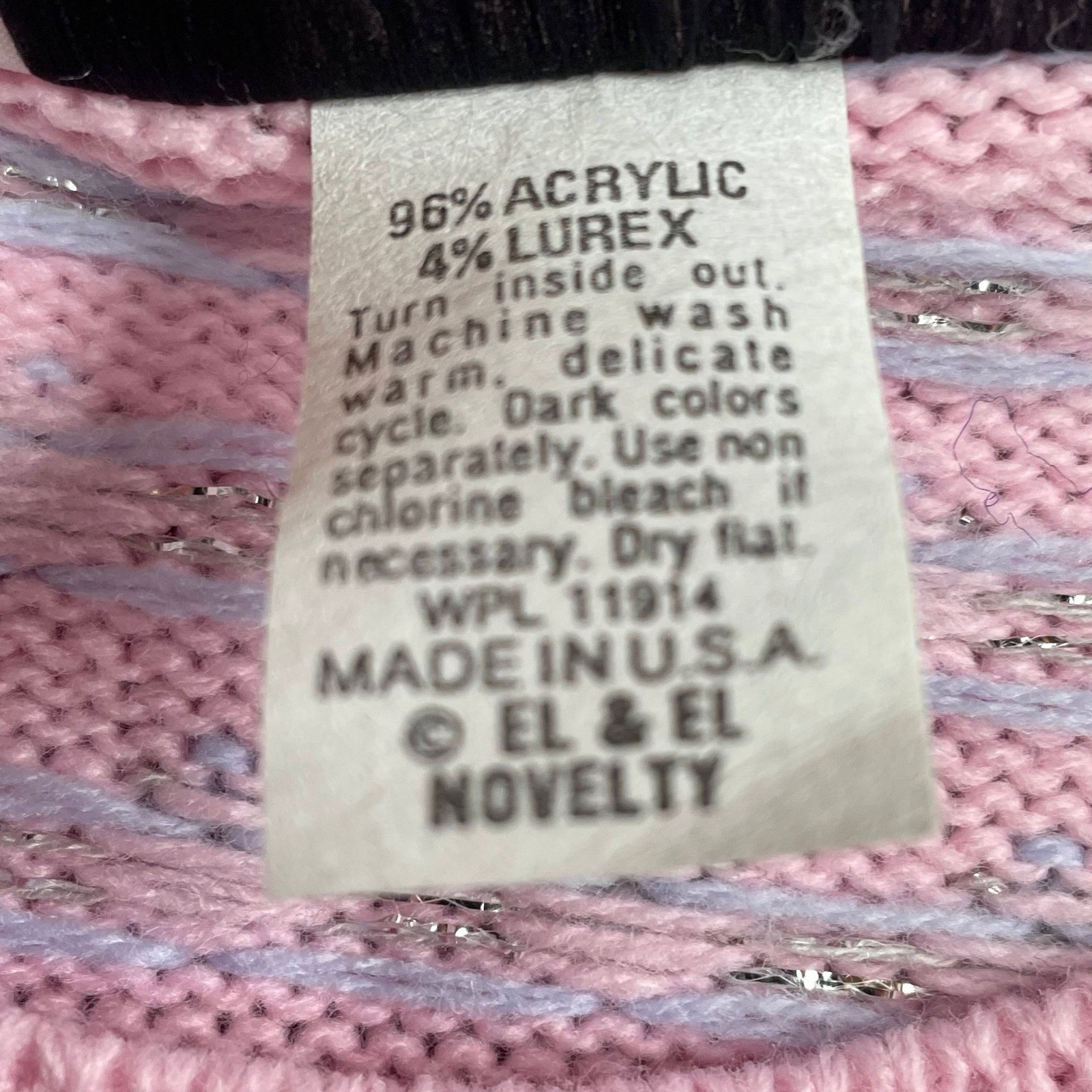 Jennifer Adams Sweater Womens M Pink Cat Graphic Vintage Lurex Knit Pullover