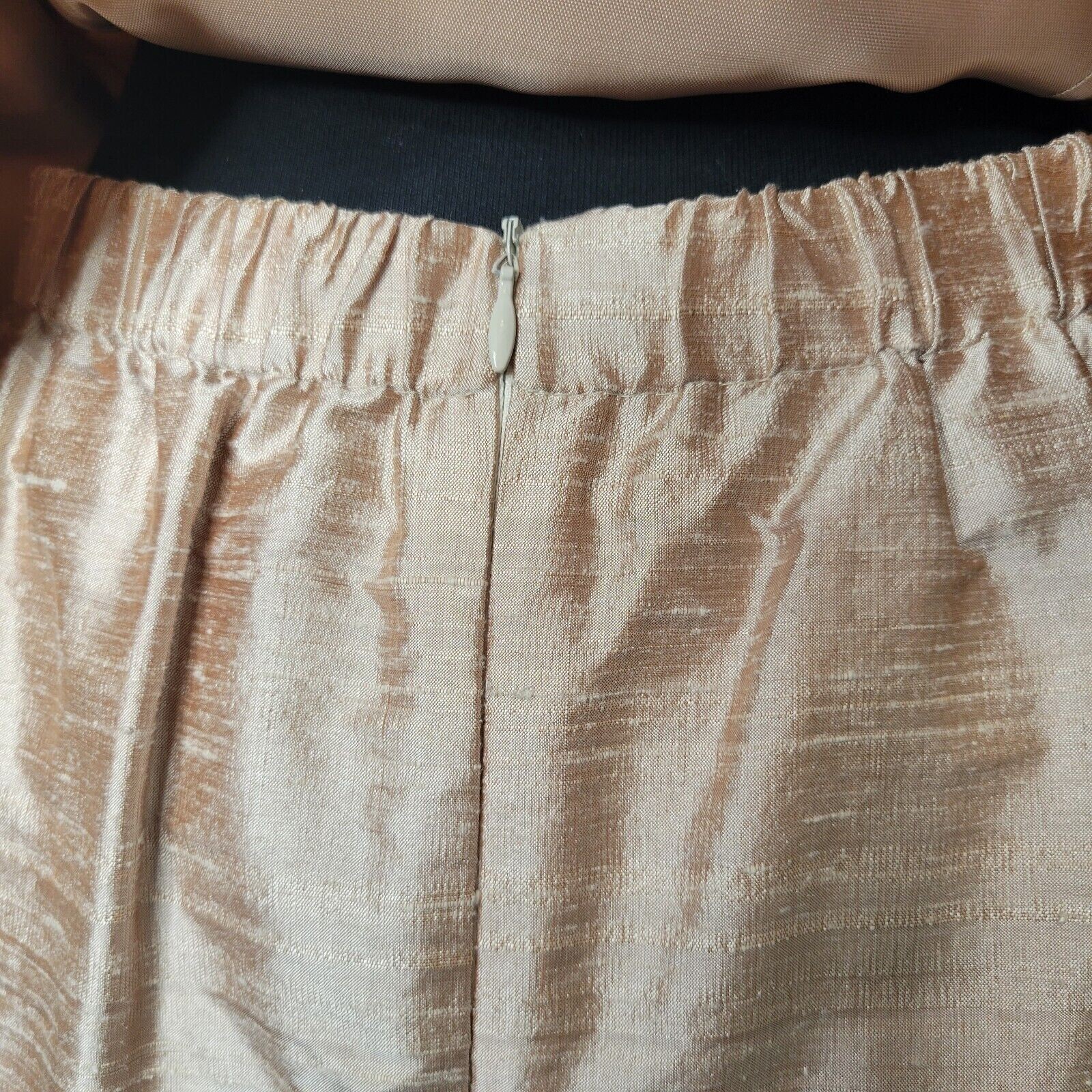 Watters & Watters Vintage Raw Silk Pale Golden Pink Long Formal Skirt Size M