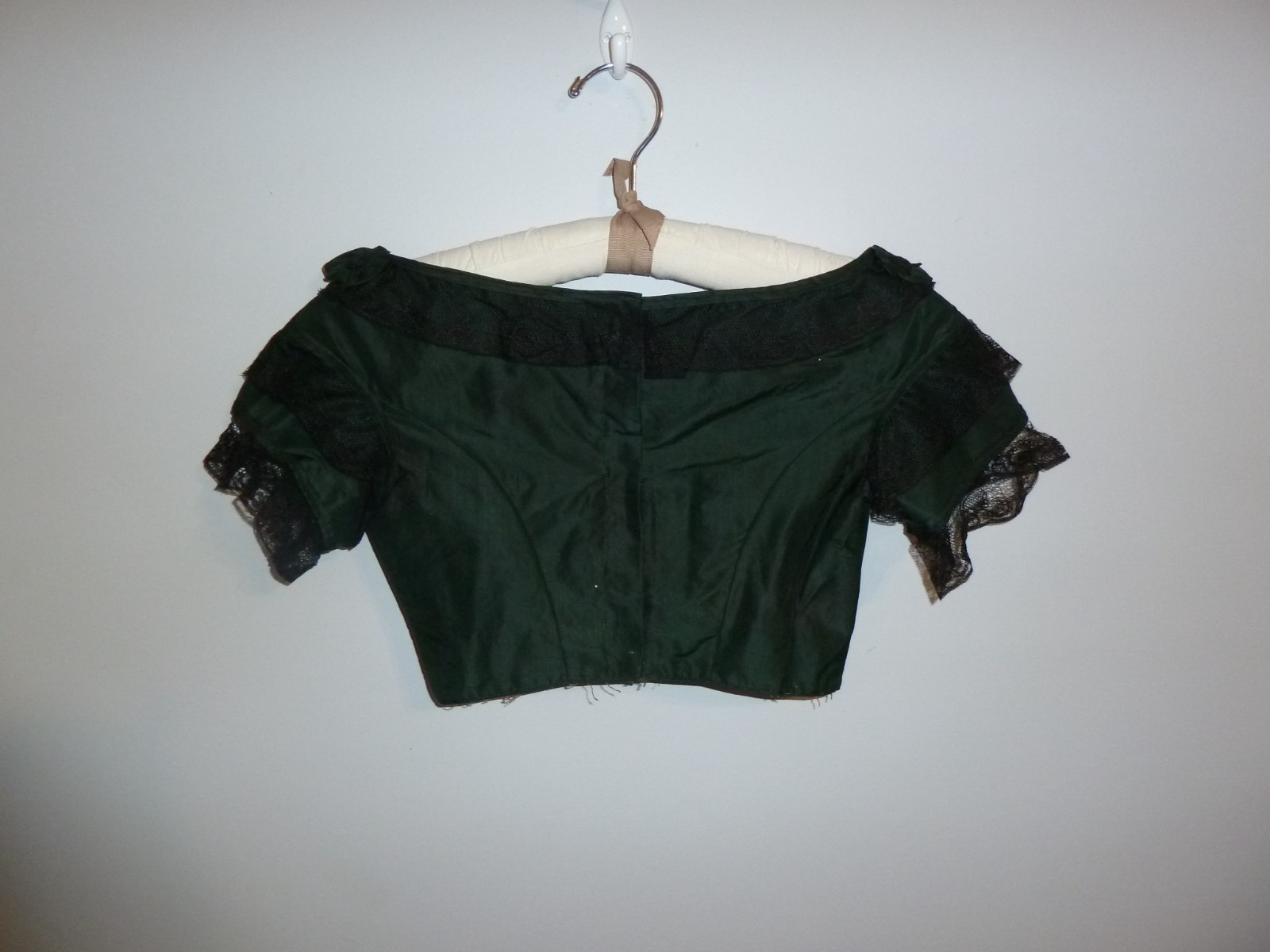 Antique Victorian Blouse Mid to late 1800s Vtg Chantilly Lace Handmade Rosettes