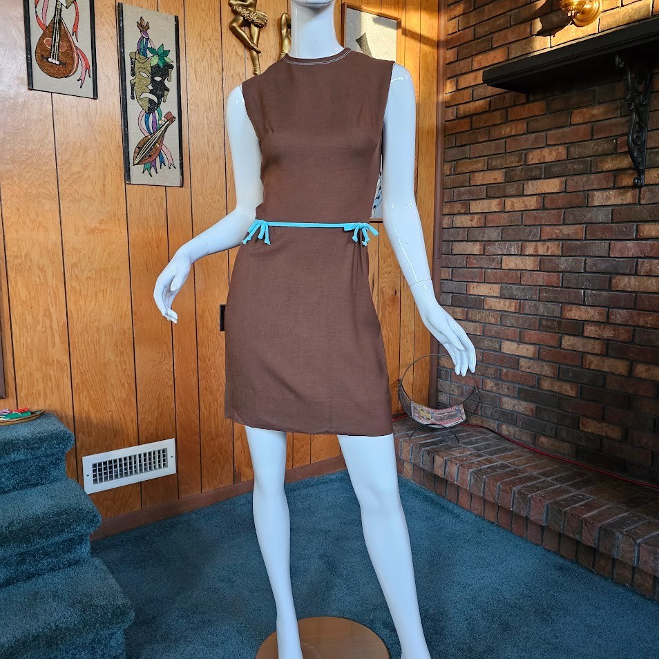 Vtg 60s Mod Preppy Micro Mini Bobbie Brooks Cocktail Party Go Sheath Dress XS/S