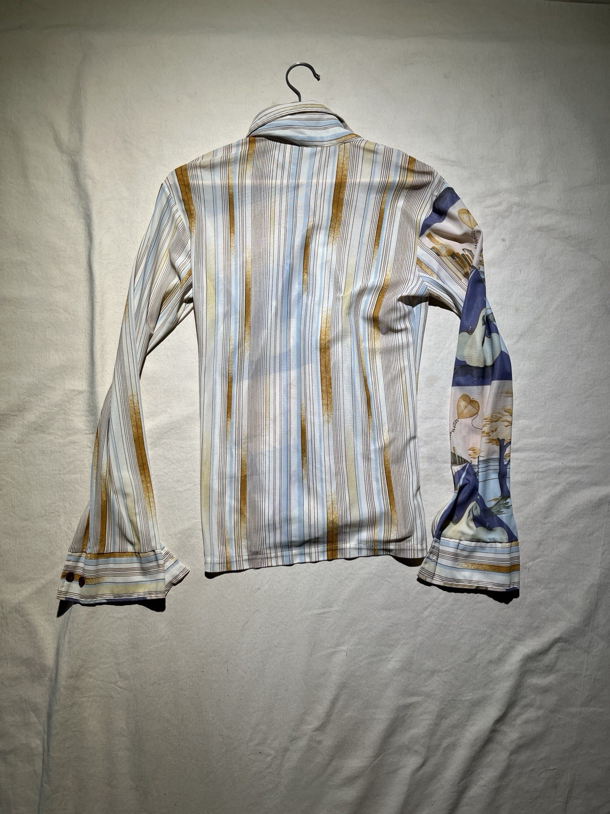 Vintage 70s Nik Nik Style Disco Blouse Top Shirt Sheer Surrealism Magritte Med