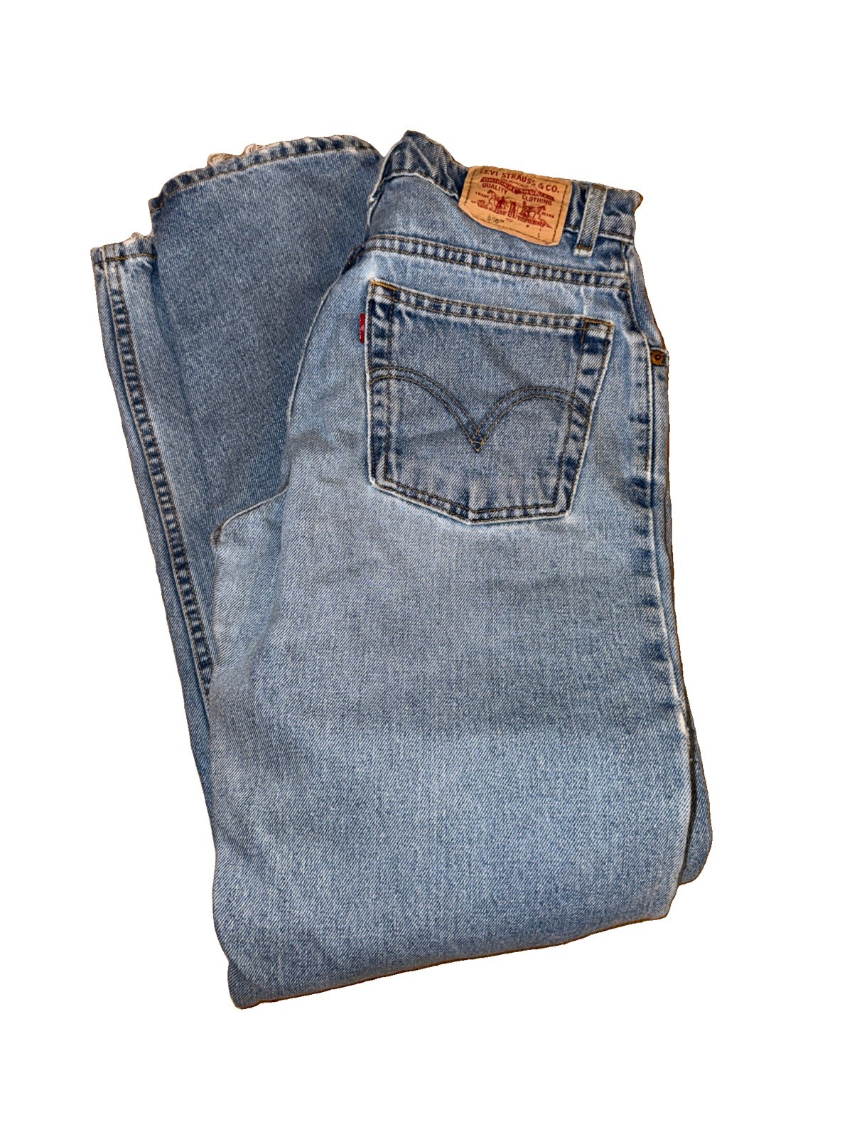 Vintage 2000 Levi’s 550 Women’s Jeans Size 8L Relaxed Tapered Blue Distressed