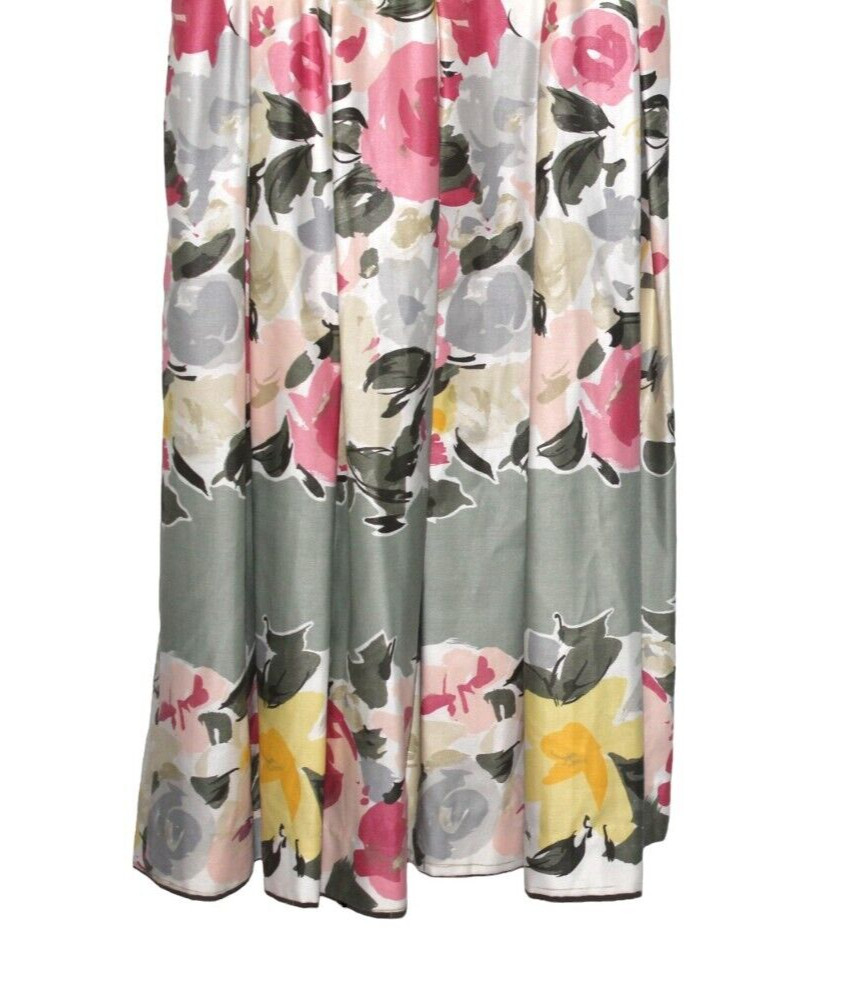 Vtg Nieman Marcus Dress Floral Pleated Skirt Puff Sleeves See Measurements