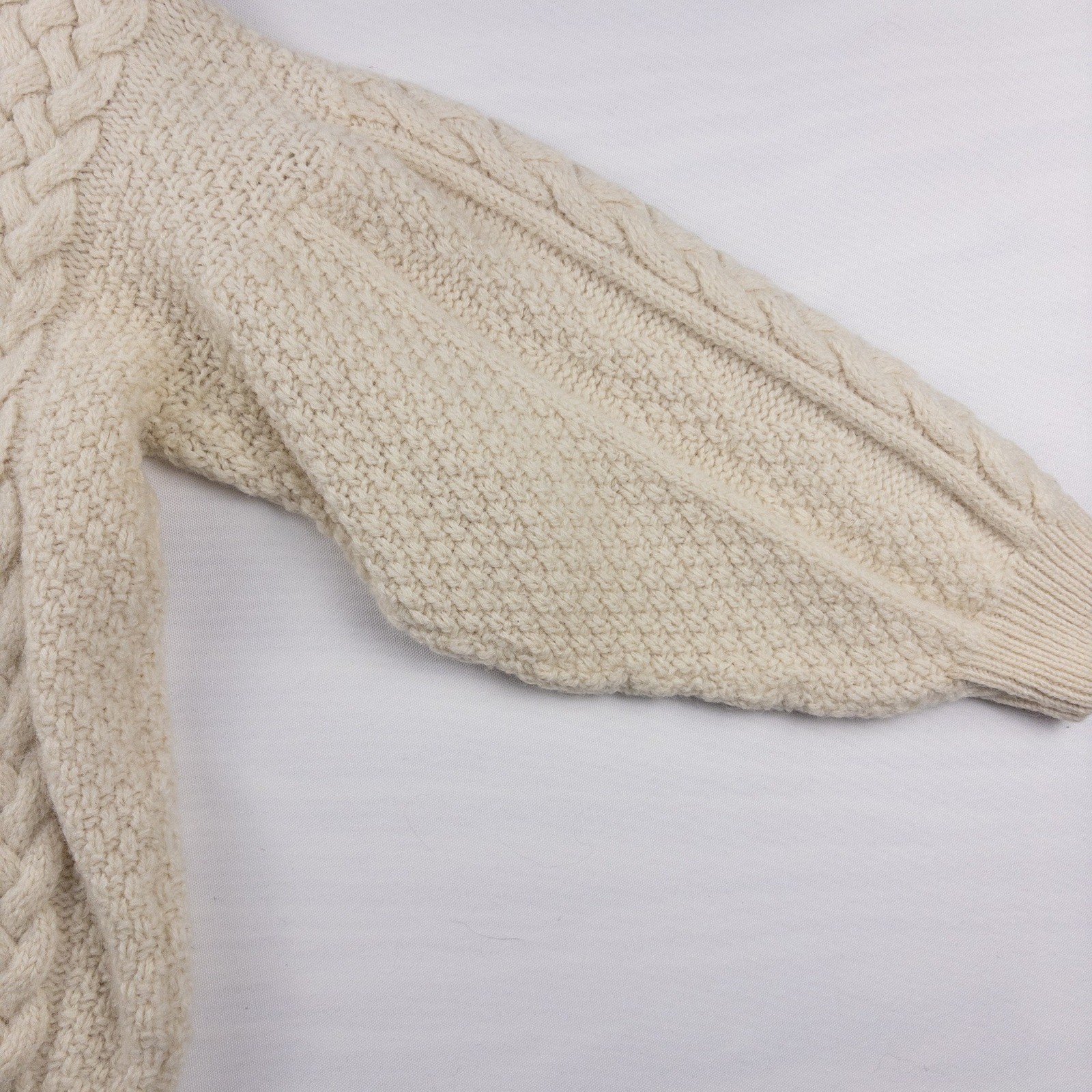 Murray Brothers Sweater Womens L Cream Wool Cableknit Fisherman Made in Scotland
