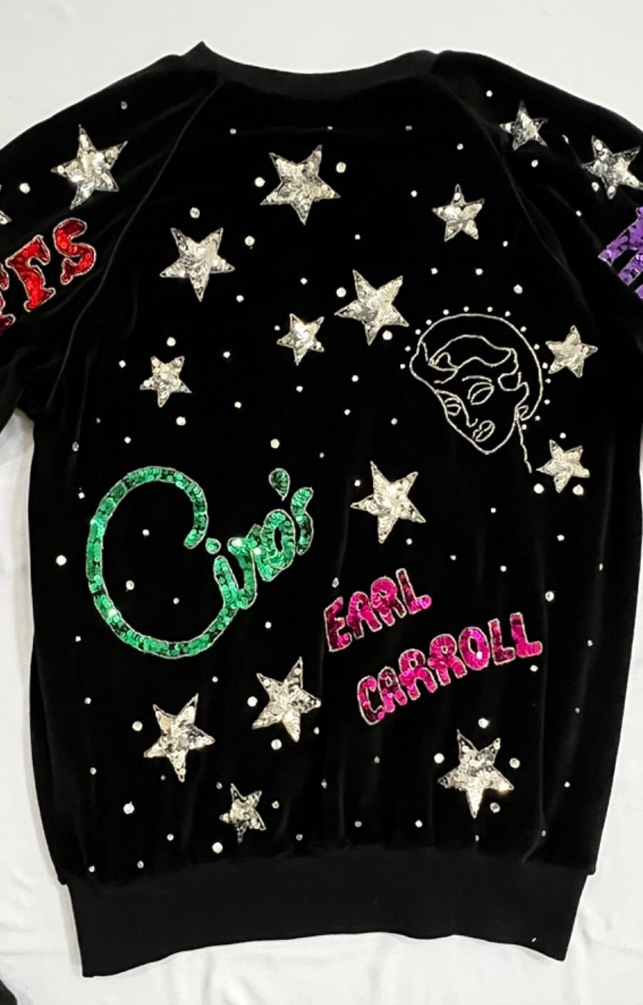 BONNIE BOERER BROWN DERBY COCOANUT GROVE WOMENS BLACK VELVET SEQUINS SWEATER S