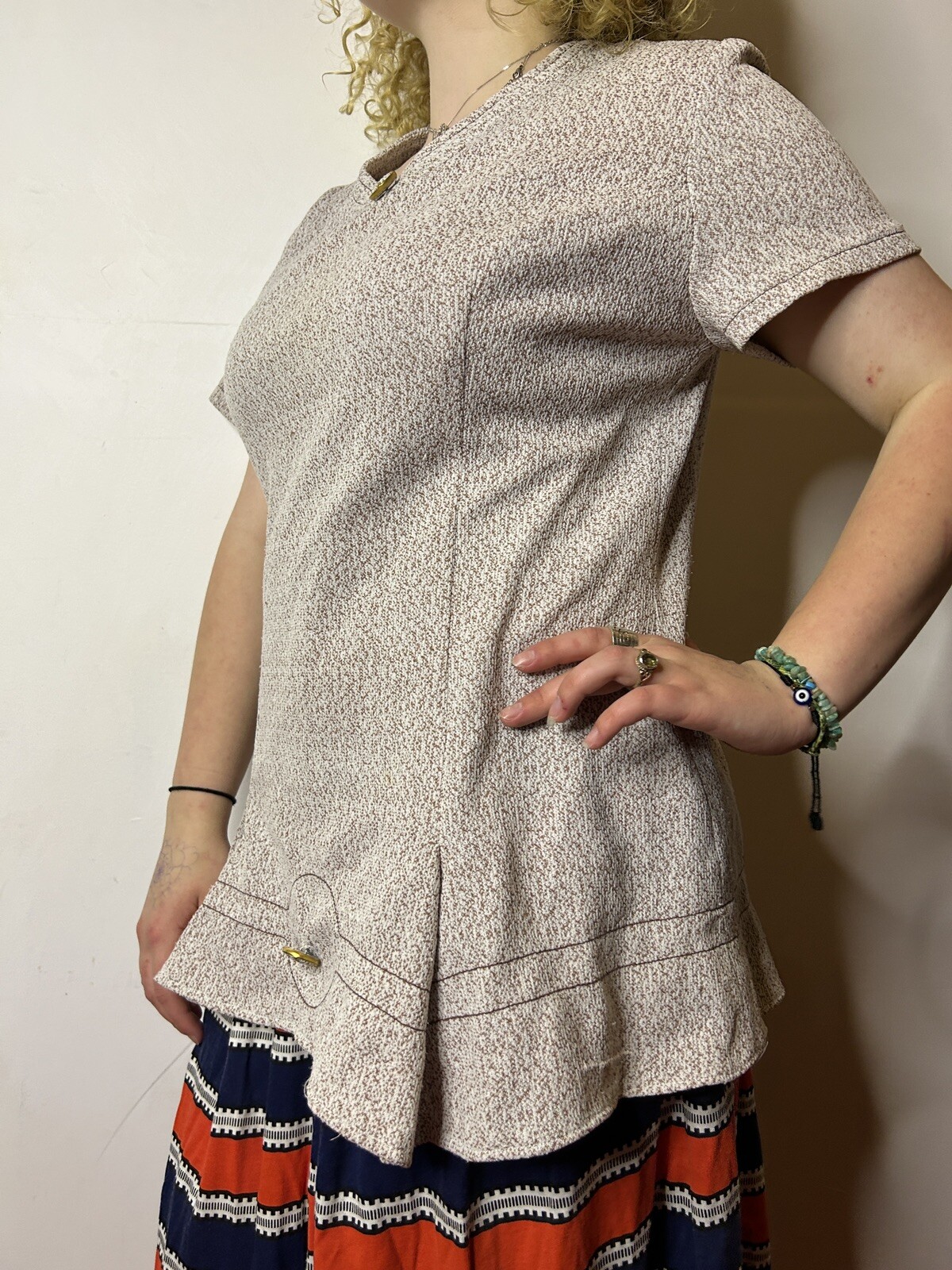 Vintage Australian 1980s Carmen Jones Treilon Ladies Blouse Art Deco Peplum AU14