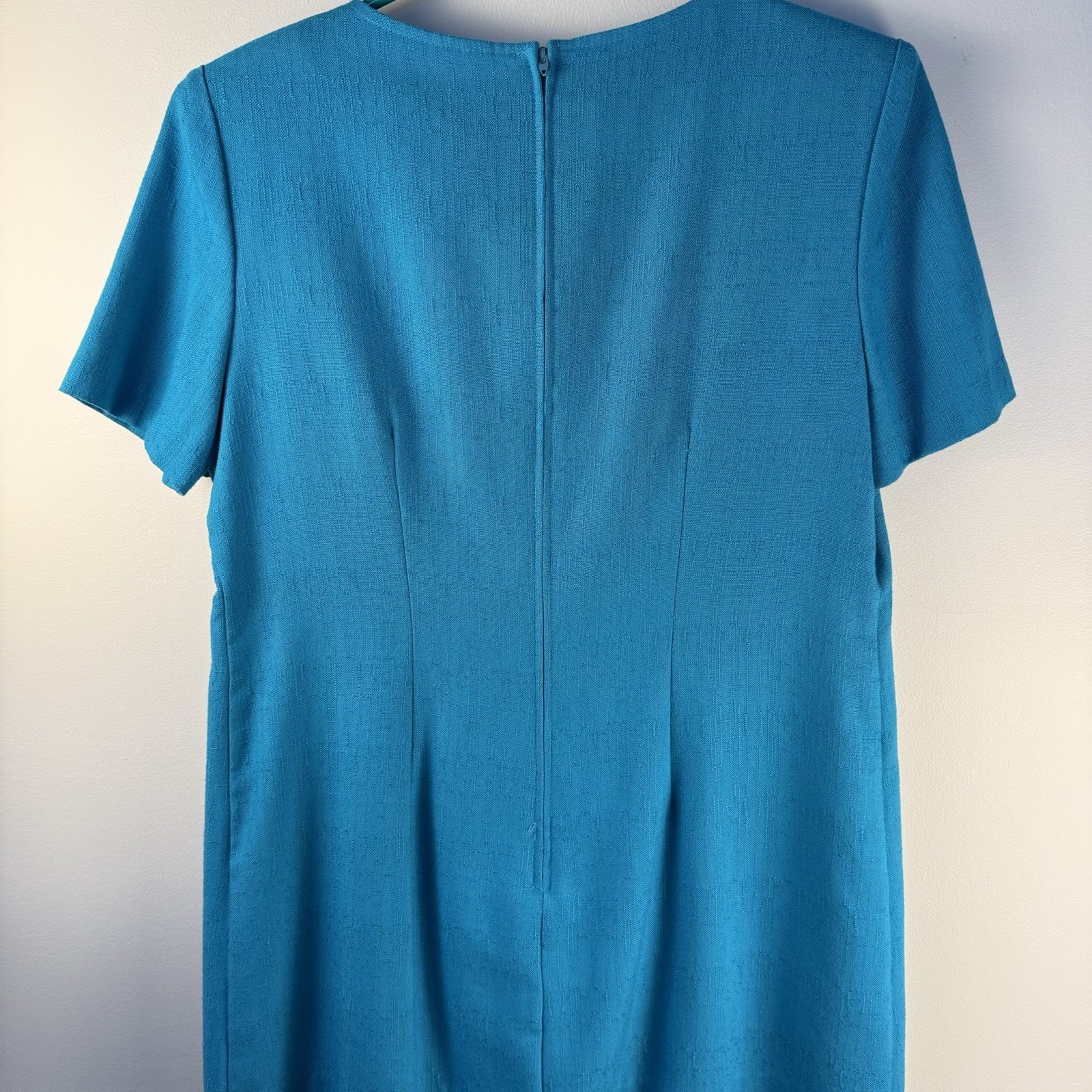 Vintage S.L. Petites Dress Size 12P Wood Buttons Made In USA One- Piece Zip Back