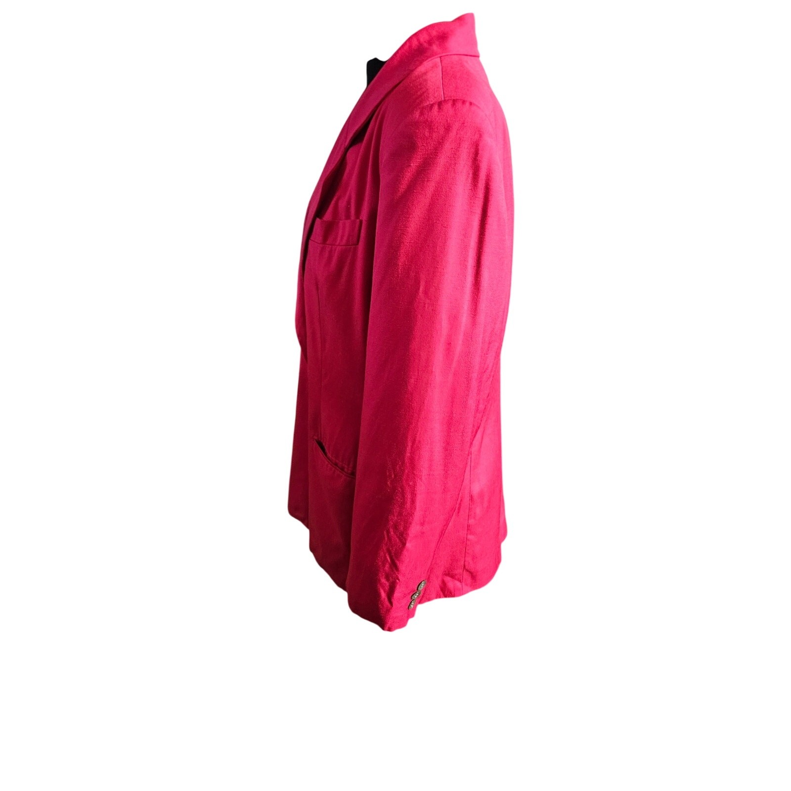 Talbots Blazer Hot Pink Fuchsia Silk Blend Oversized Padded Shoulders Size 12