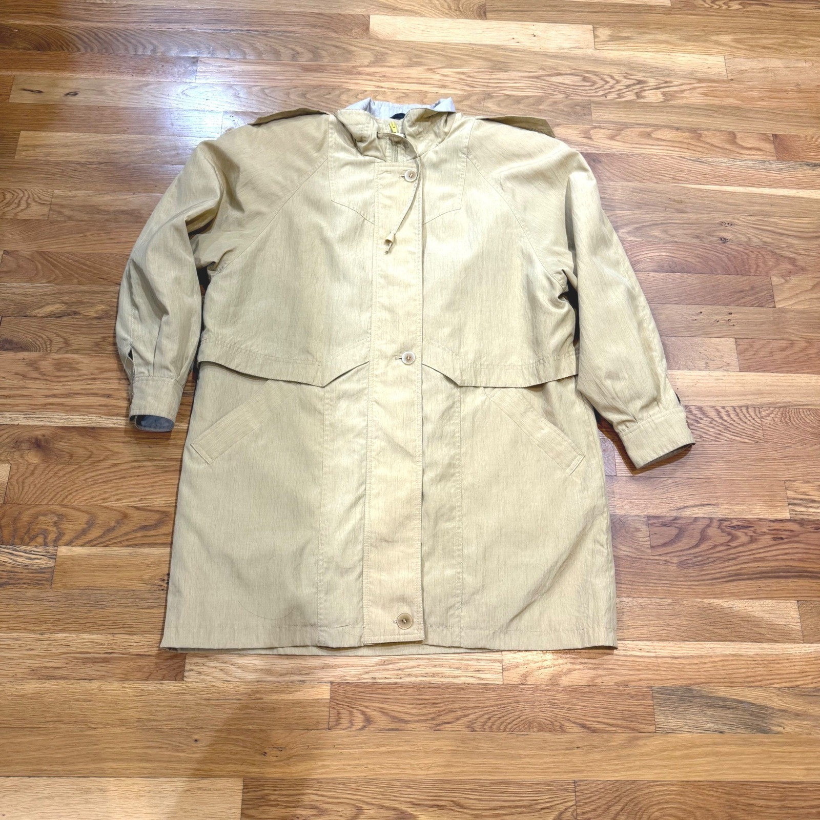 Vintage Utex Tan Khaki Trench Coat Womens Medium Storm Flap Zip Button Jacket