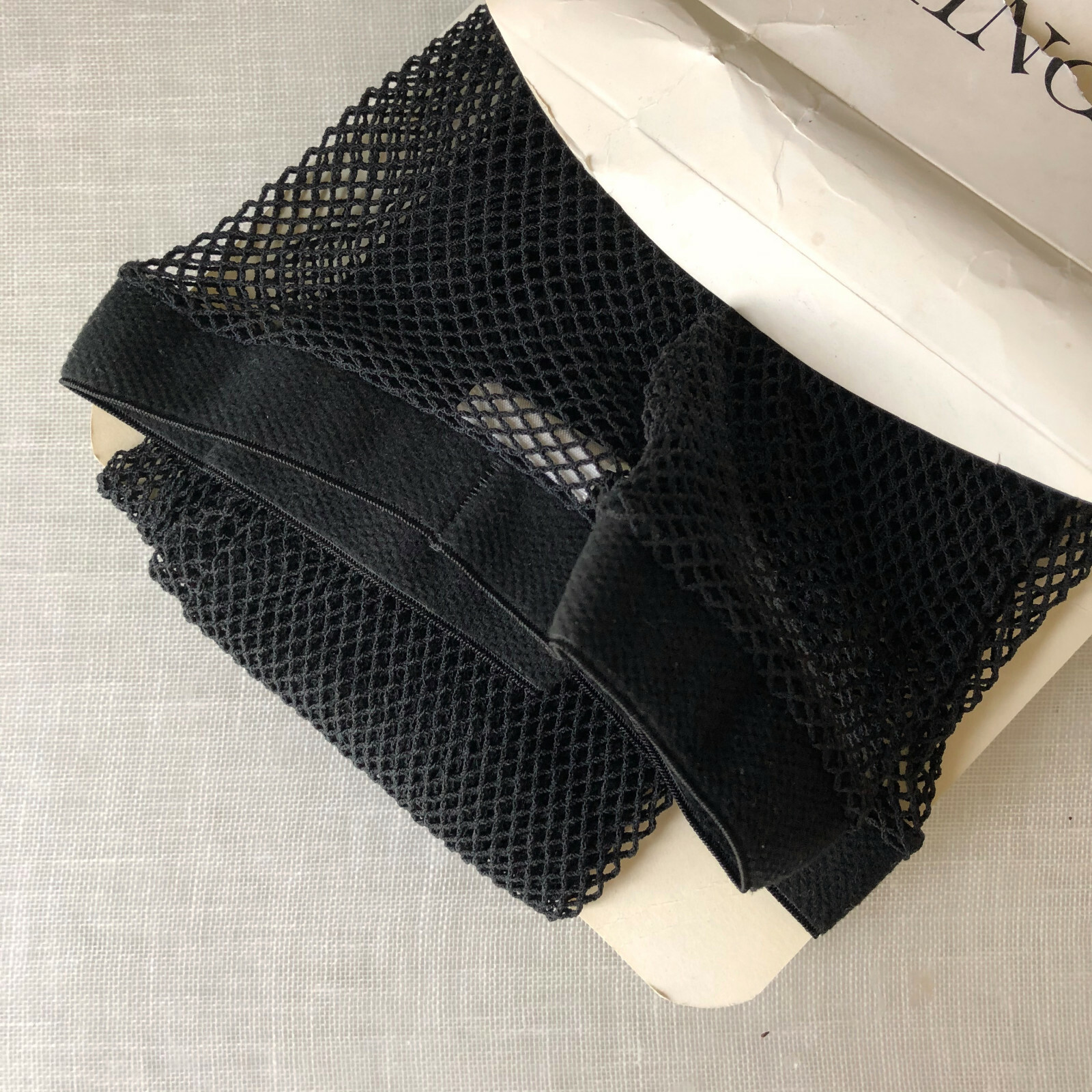 Norma Kamali Panty Hose Black Fishnet Sz C/DS Sandalfoot NEW Opaque Vtg 1980s