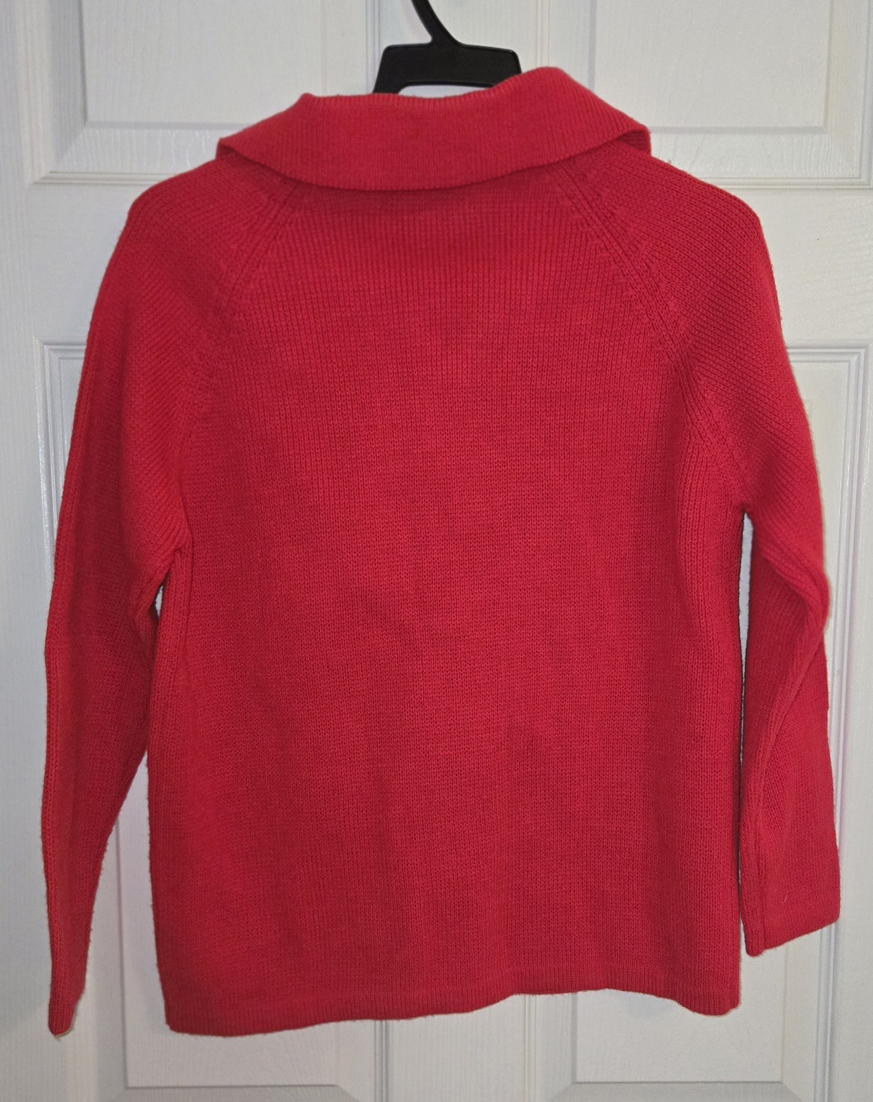 Eileen Women’s S/M Classic Red Collared Cable Knit Cardigan Button Sweater