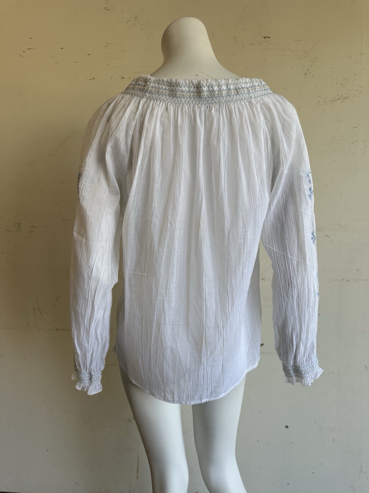 Vintage 70s Embroidered Peasant Blouse 1970s Boho