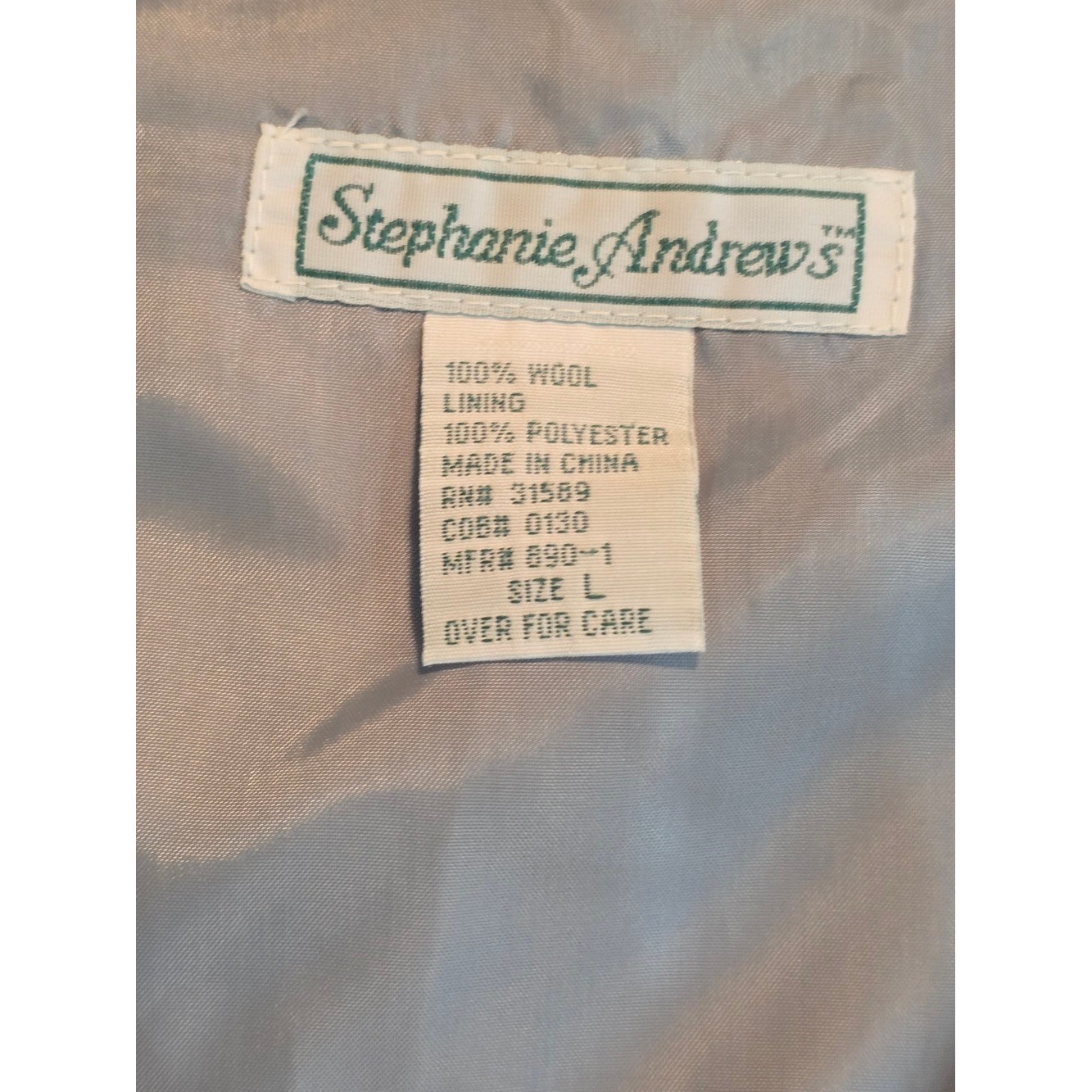 Vintage Embroidered Sage Green Button-Front Vest 100% wool, Size Large