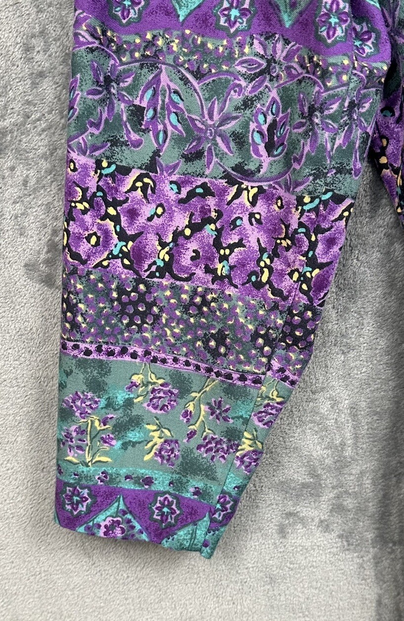 Vintage Terri Ellen Dress Womens 18 Tall Green Purple Rayon Blend – Missing Belt