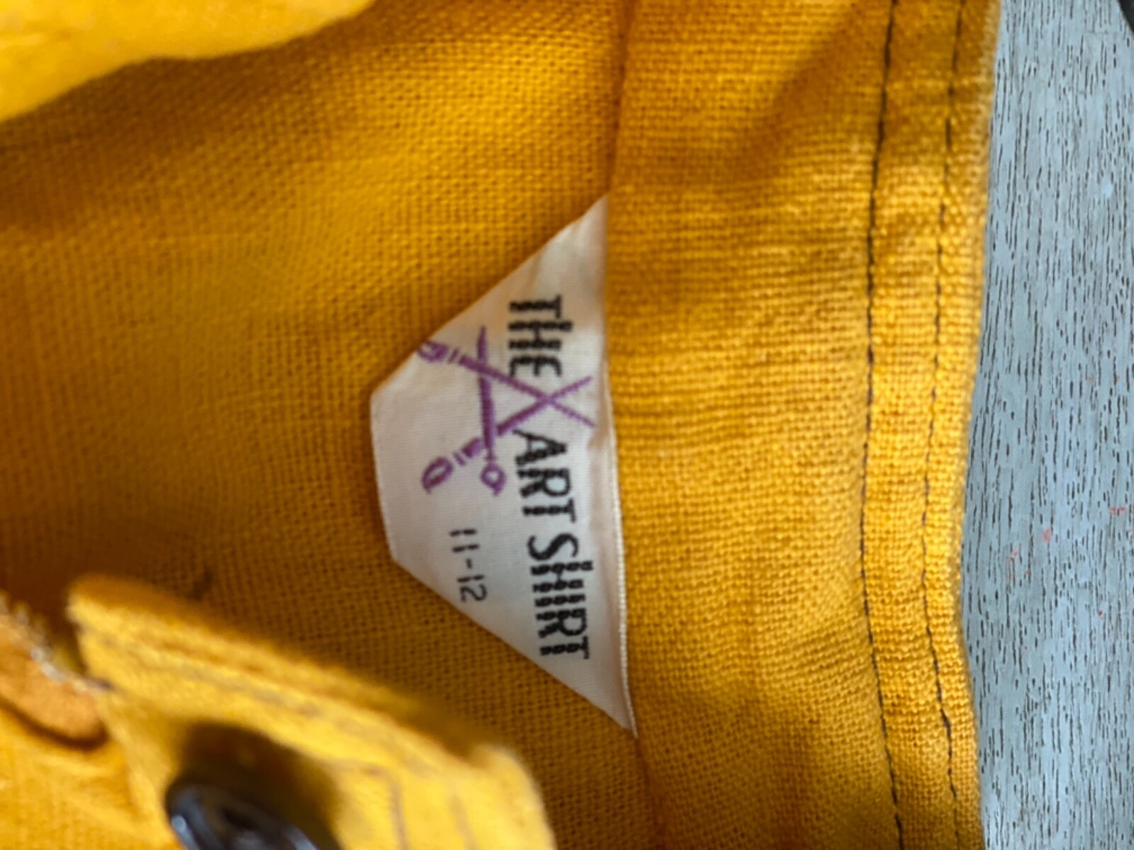 Vintage 70s The Art Shirt Dress Size 11-12 Yellow Long Sleeve