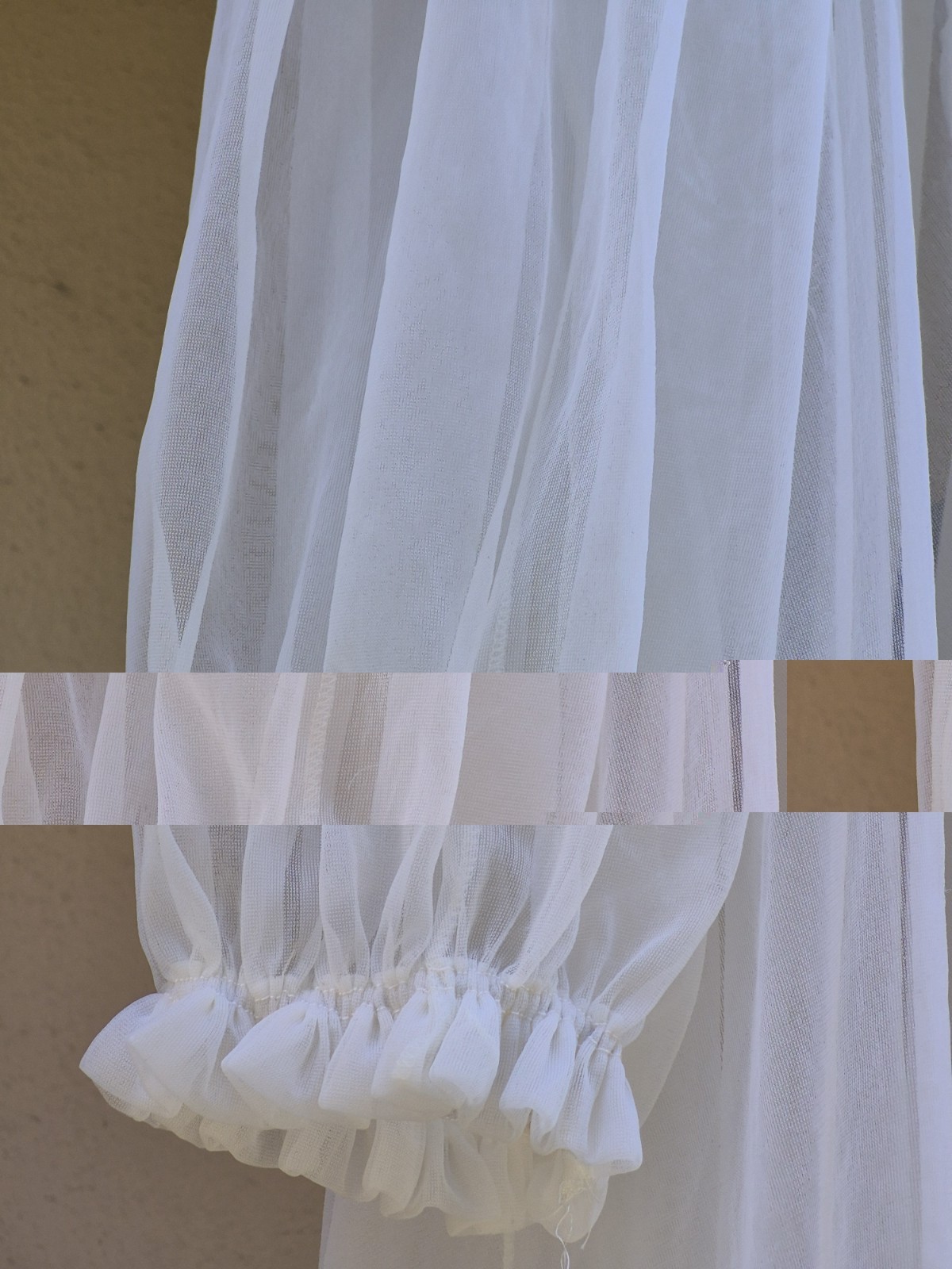 Vintage MCM Radcliffe Ivory Sheer Lace Smocked Bridal Peignoir Nightgown Set 2