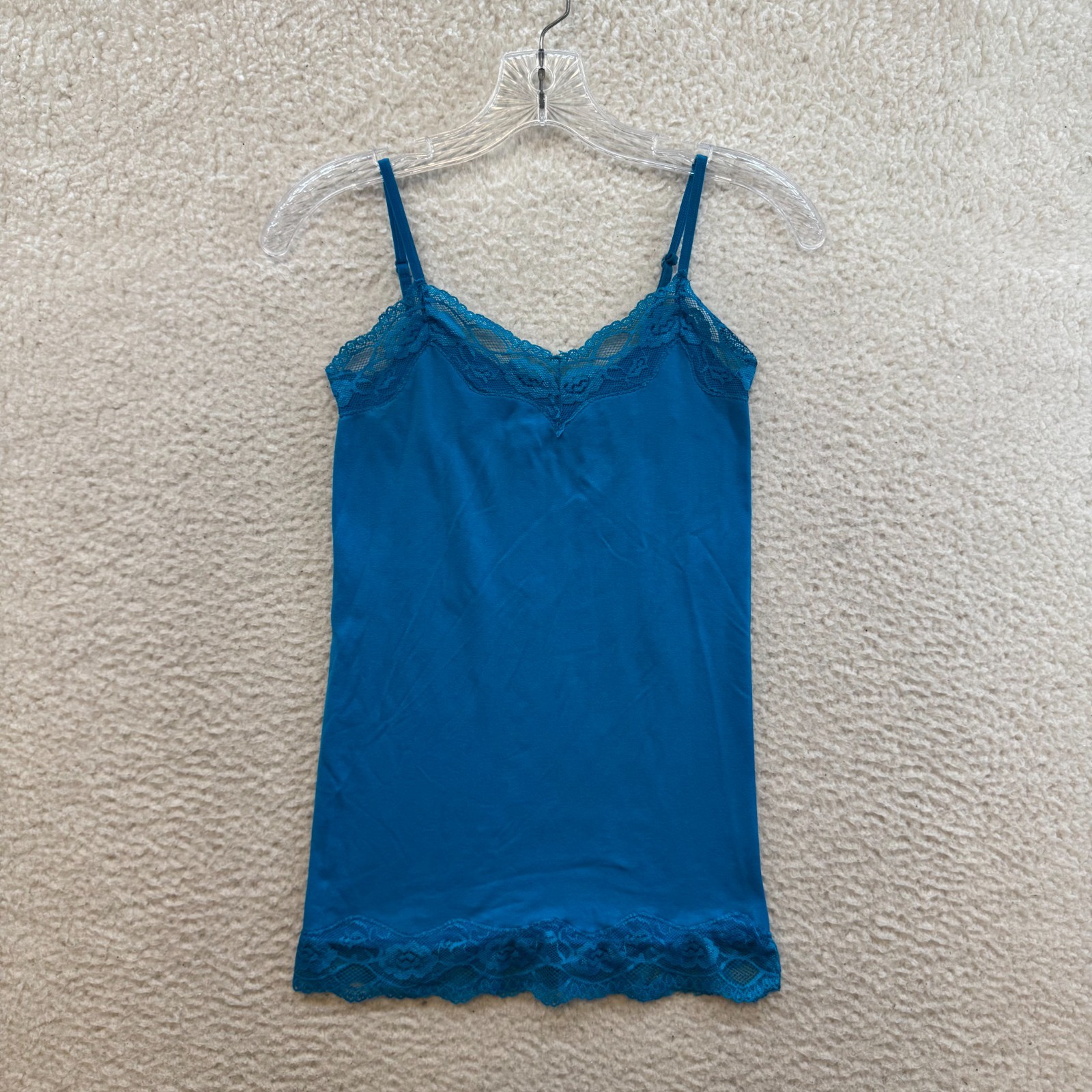 Y2K Vintage Camisole Tank Top Small Medium Blue Lace Boho Fairy Grunge