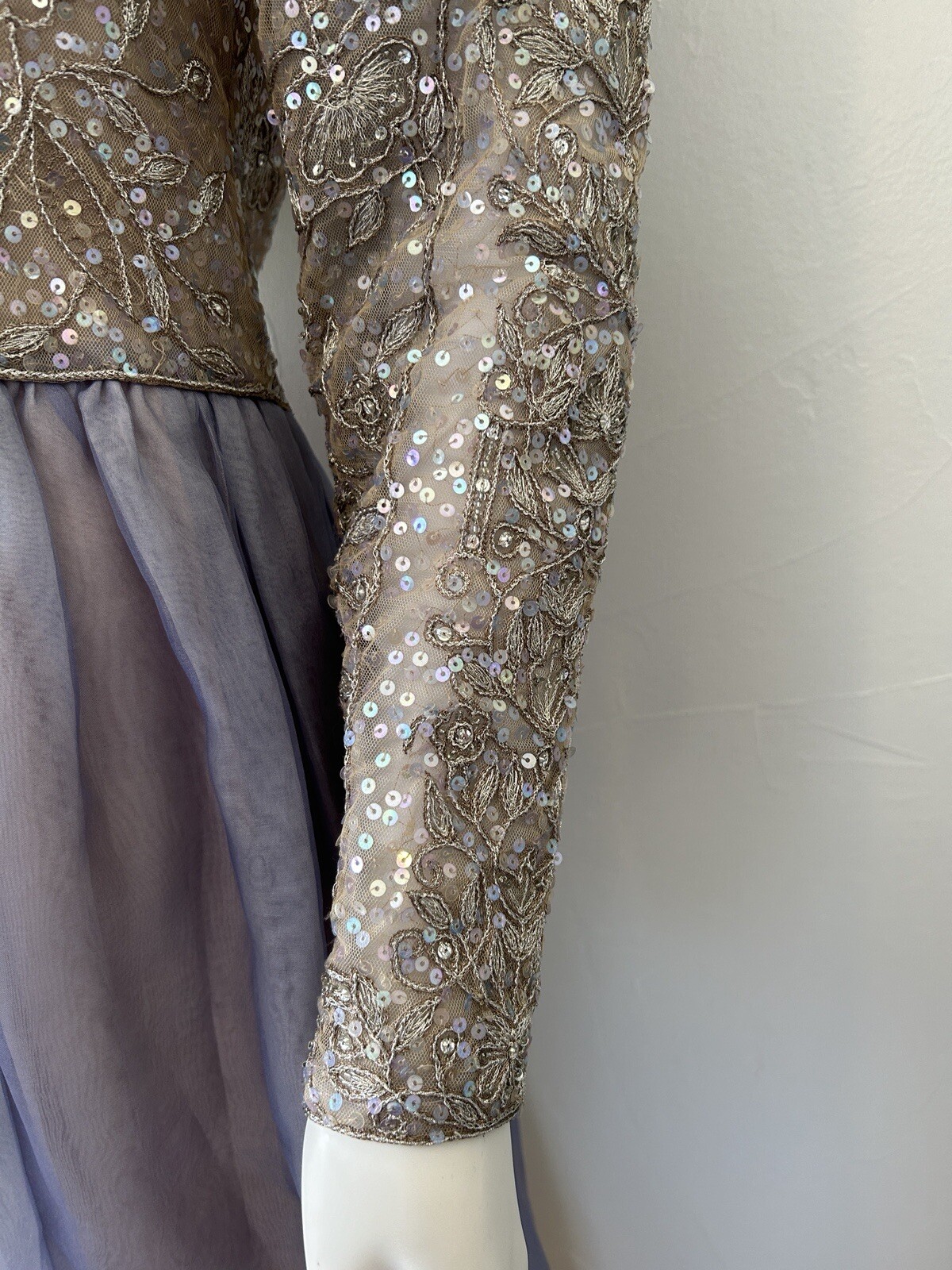 Vintage Mary McFadden Couture Dress Beaded Watercolor Mother Of The Bride Sz 12