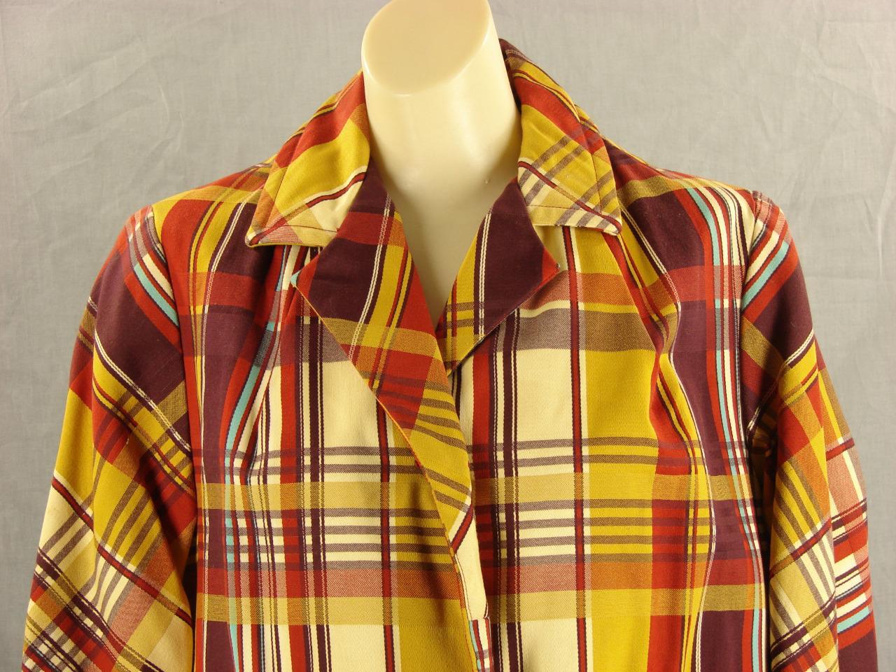 Women’s 70’s Vintage TUXSTER All Purpose rain Coat gaudy plaid Small