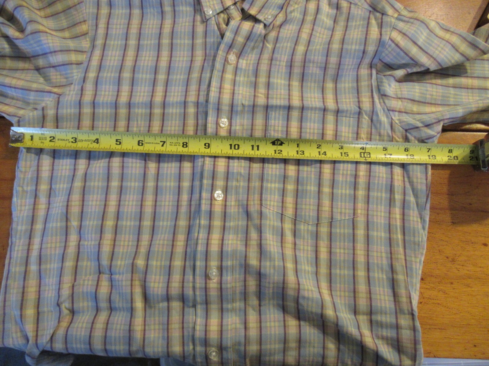 Vintage 1983 plaid button down oxford shirt blue purple yellow Cambridge Classic