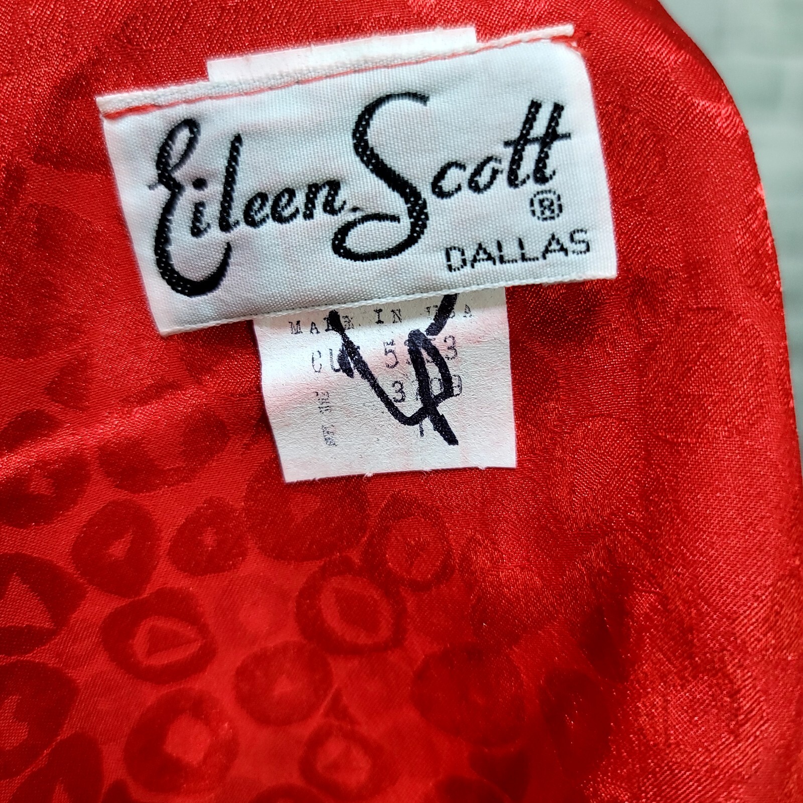 Vintage 70s Eileen Scott of Dallas L/XL Red Peplum Satin Surplice Peplum Dress
