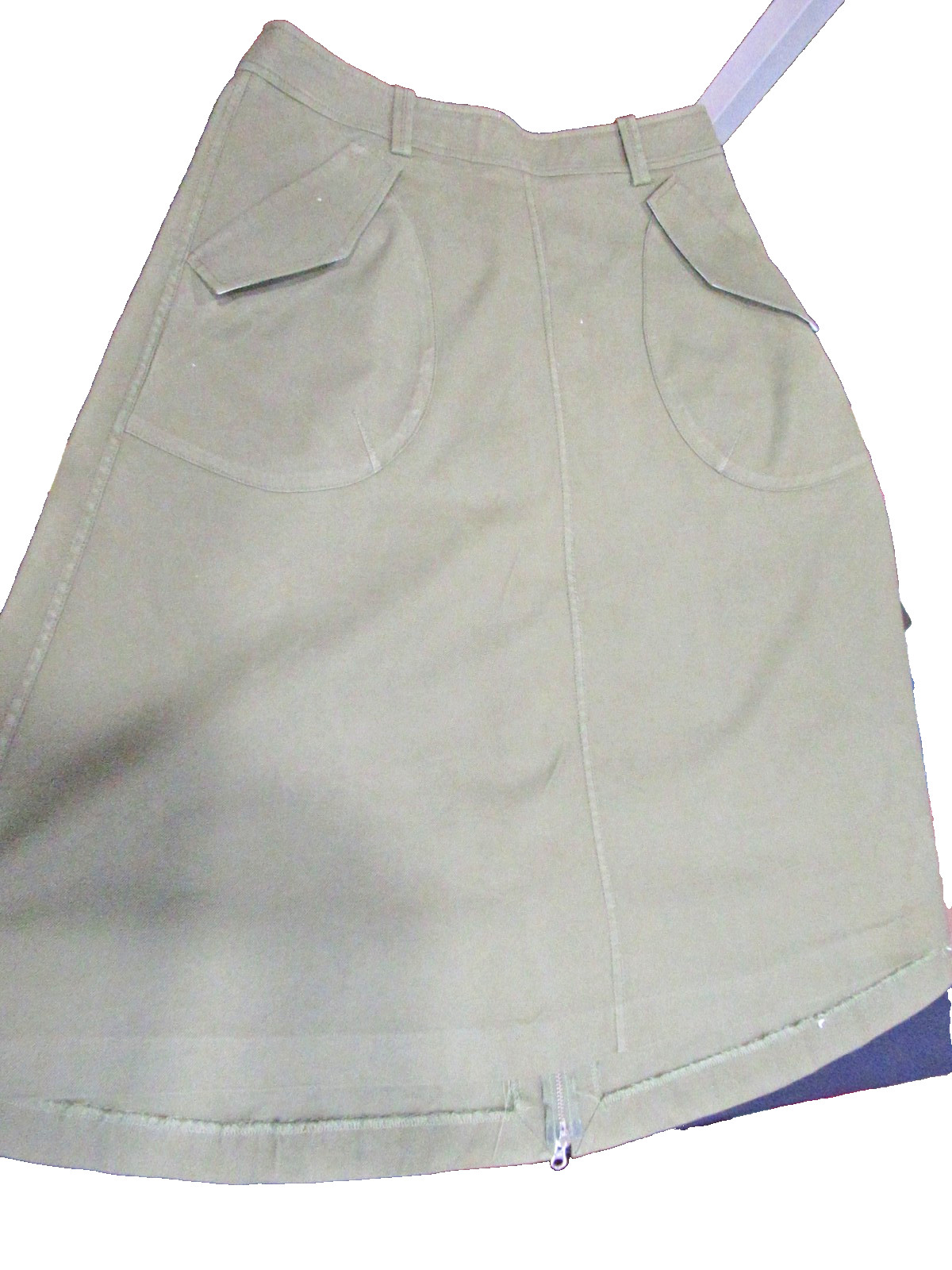 Veronika Maine Skirt Khaki Green Size 10 Australia Cotton A-Line VG 2010s