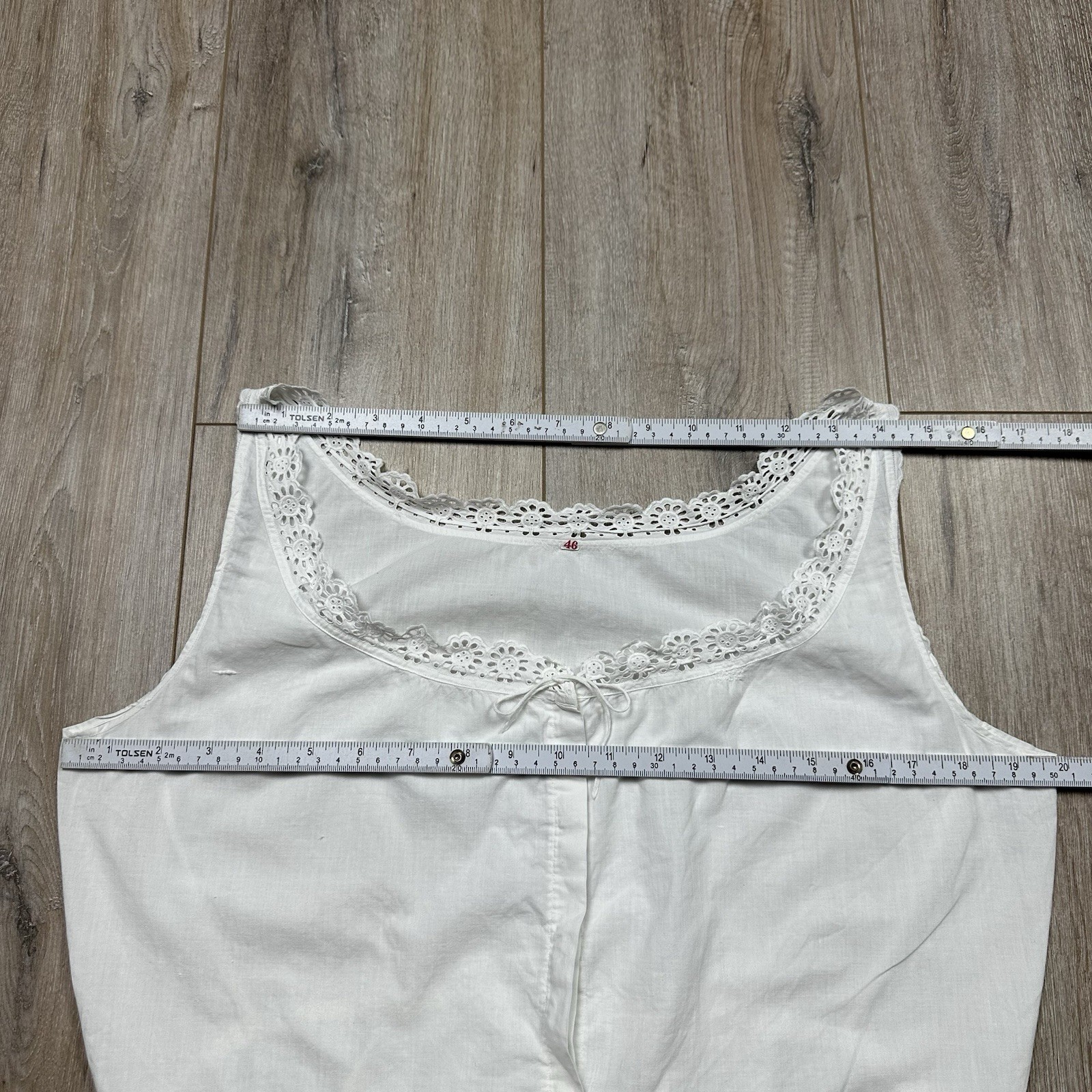 Antique 1900s Edwardian Victorian Corset Cover Cotton Lace Monogram Size 46 S/M