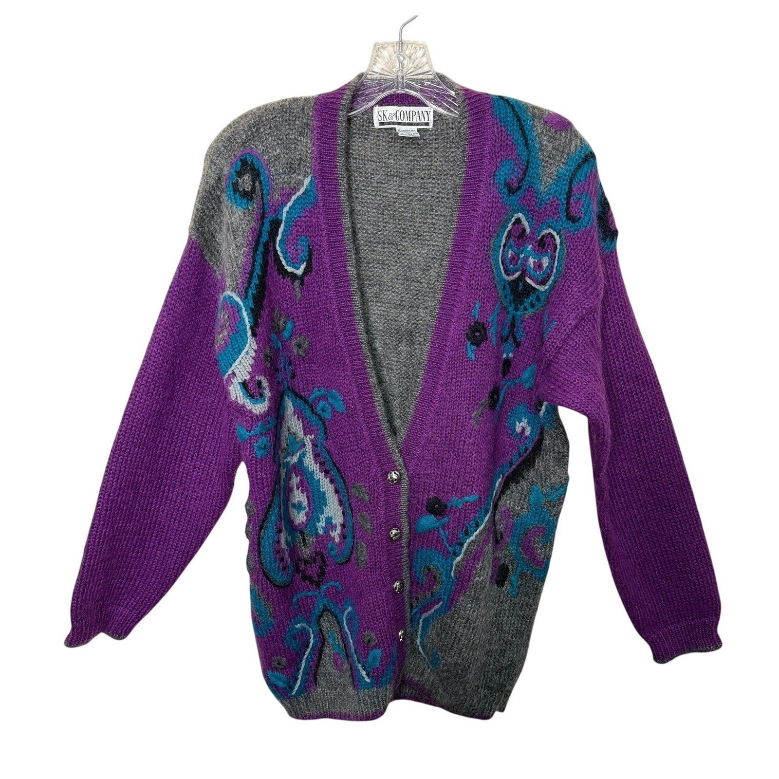 SK & Company Vintage Mohair Wool Cardigan Sweater Women’s Size Medium Artsy