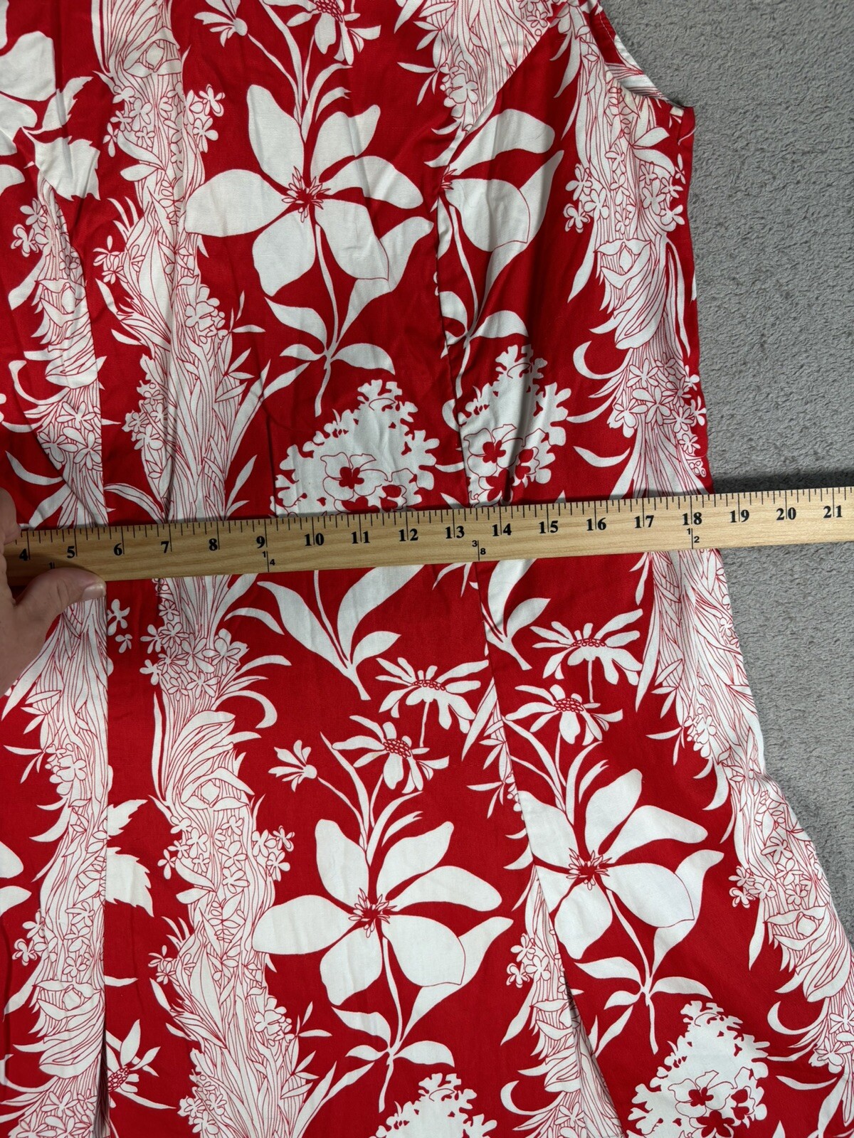 Vintage Haymaker Red Fit And Flare Hawaiian Flora Print Summer Beach Dress M-L