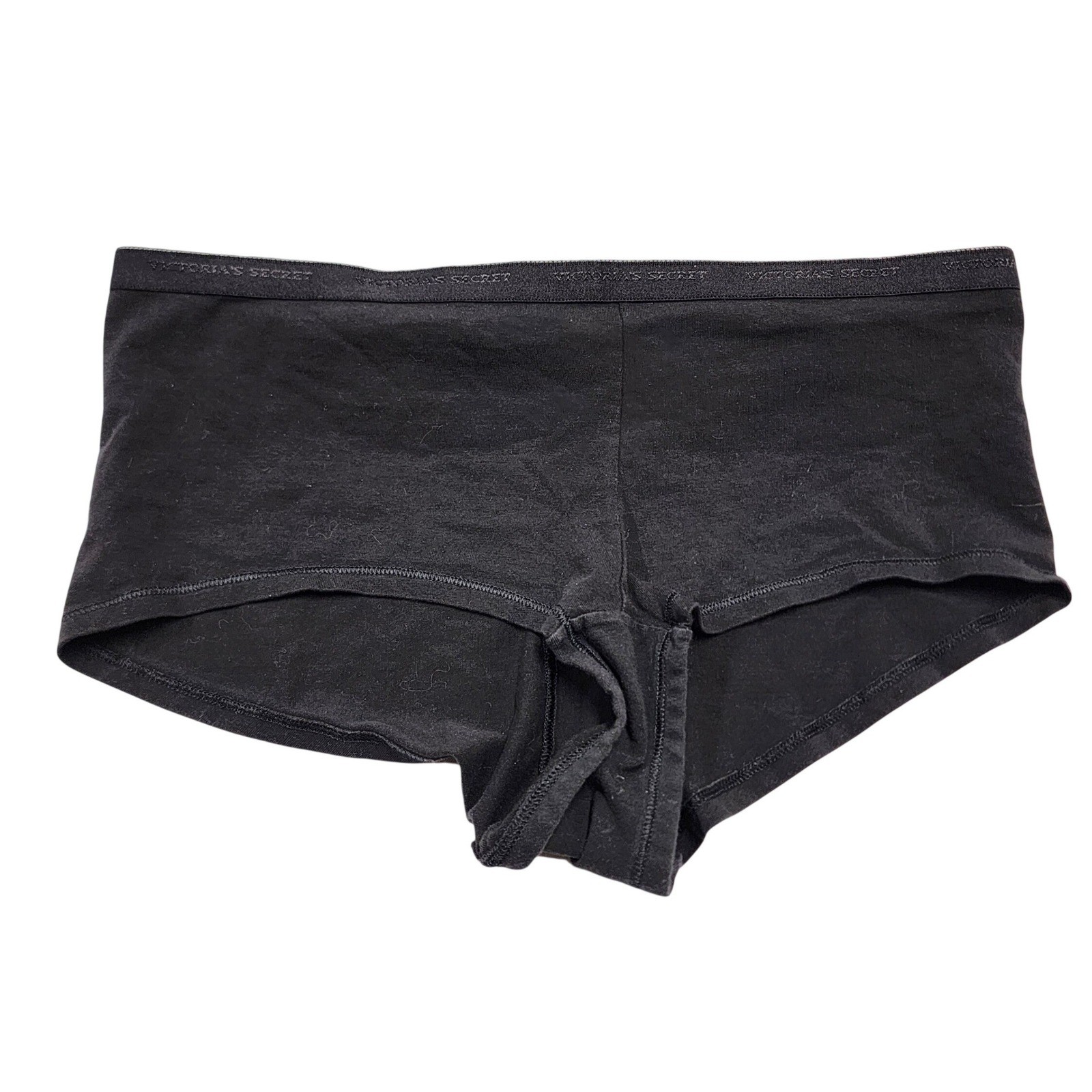VICTORIA SECRET BOY SHORT Black Cotton Spandex Underwear Panty XLARGE VTG 2009