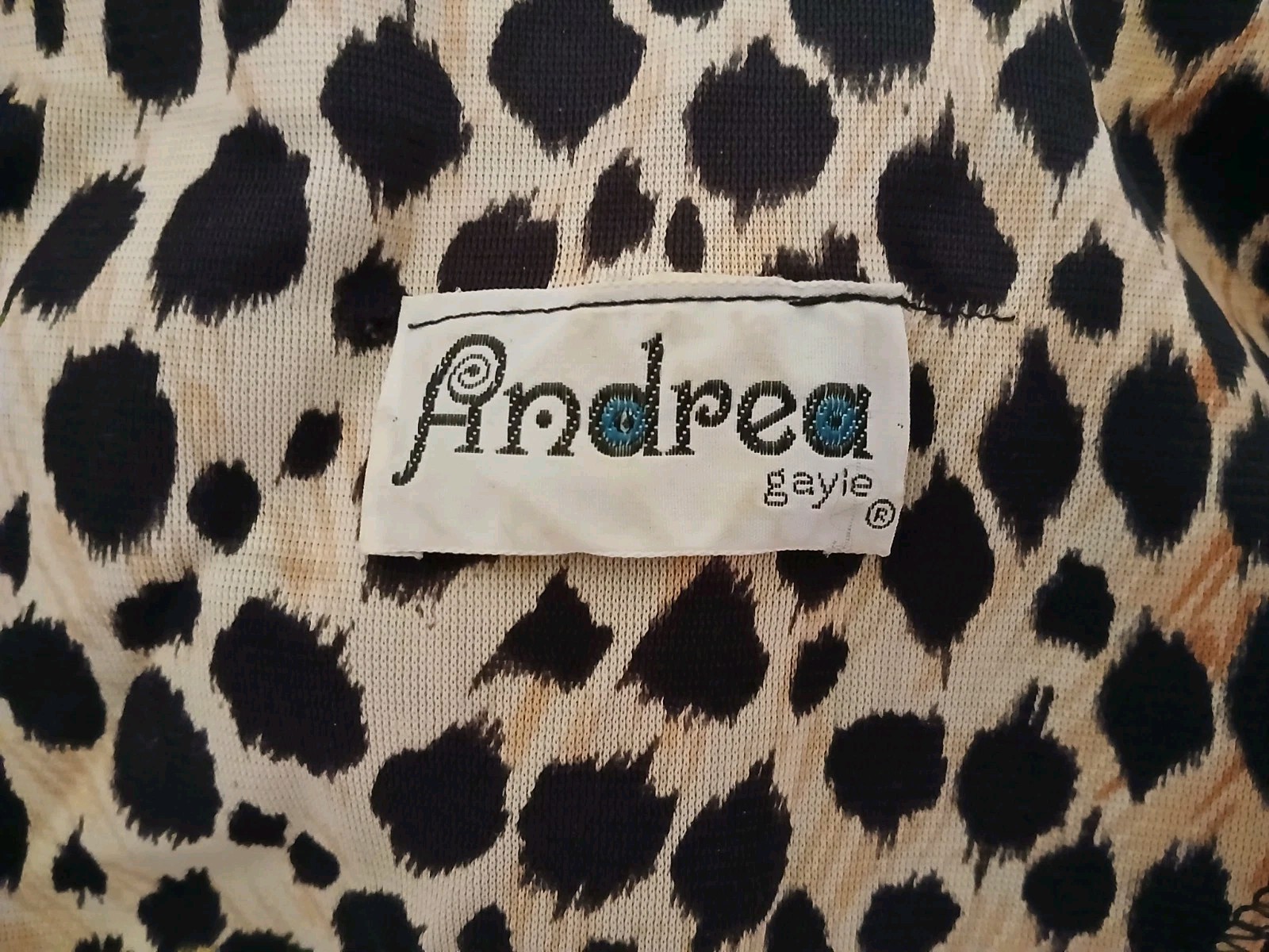 Vintage 70s Disco Leopard Nylon Zip Front Jumpsuit Pantsuit Dagger Collar M EUC