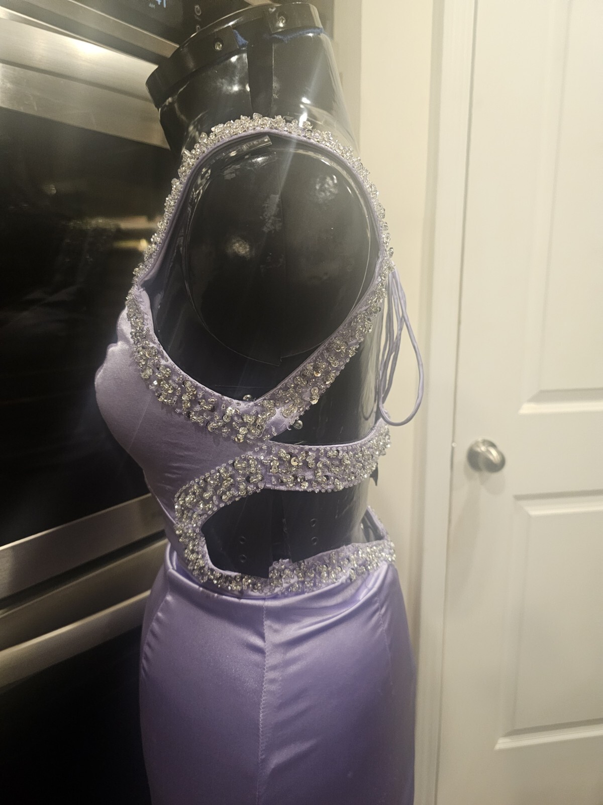 Vintage Cache Purple Beaded Sequin Backless long Gown Xs-small