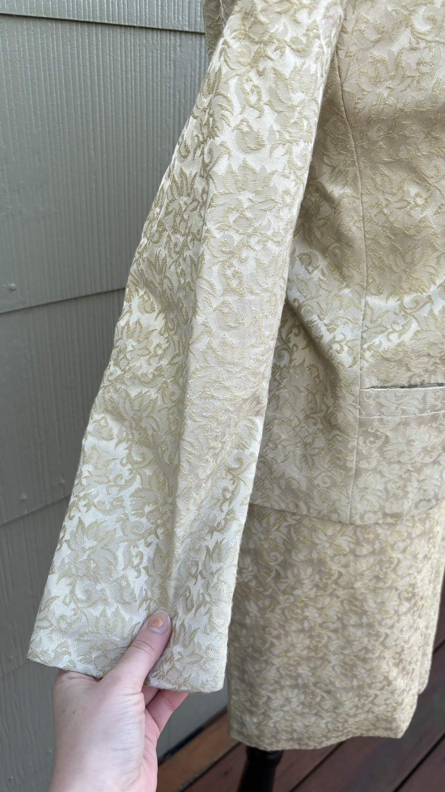 vtg REID & REID 40s 50s Old Money Brocade Velvet Collar Jacket Skirt Suit Set