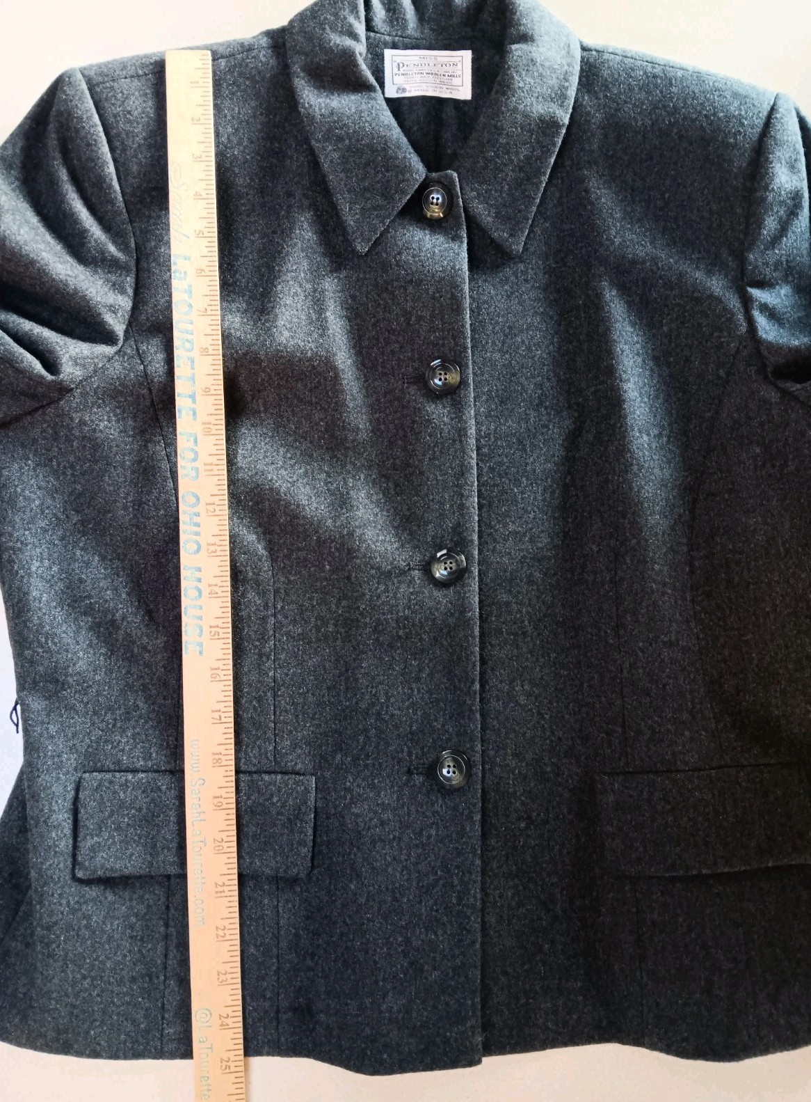 Vintage Miss Pendleton 100% Wool Gray Blazer Jacket Size 16