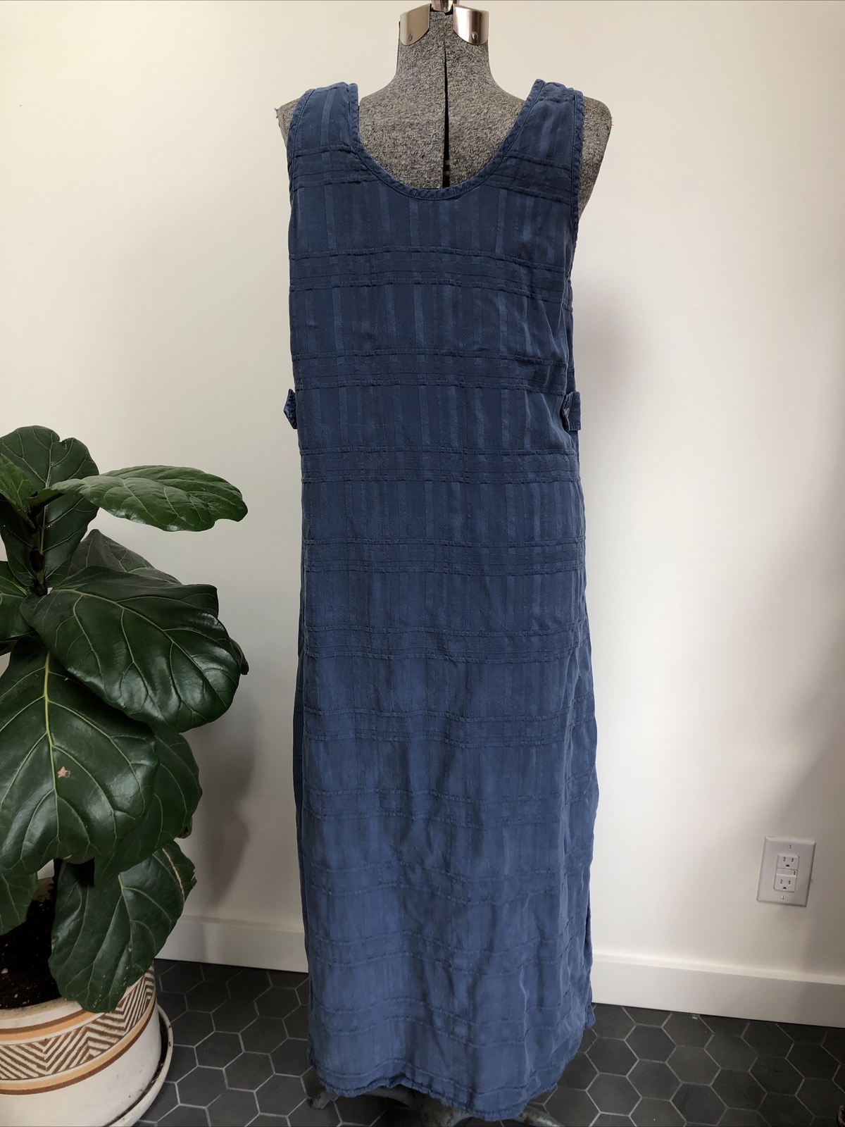Vintage 90s Democracy Maxi Dress Grown In The USA M Minimalist Blue