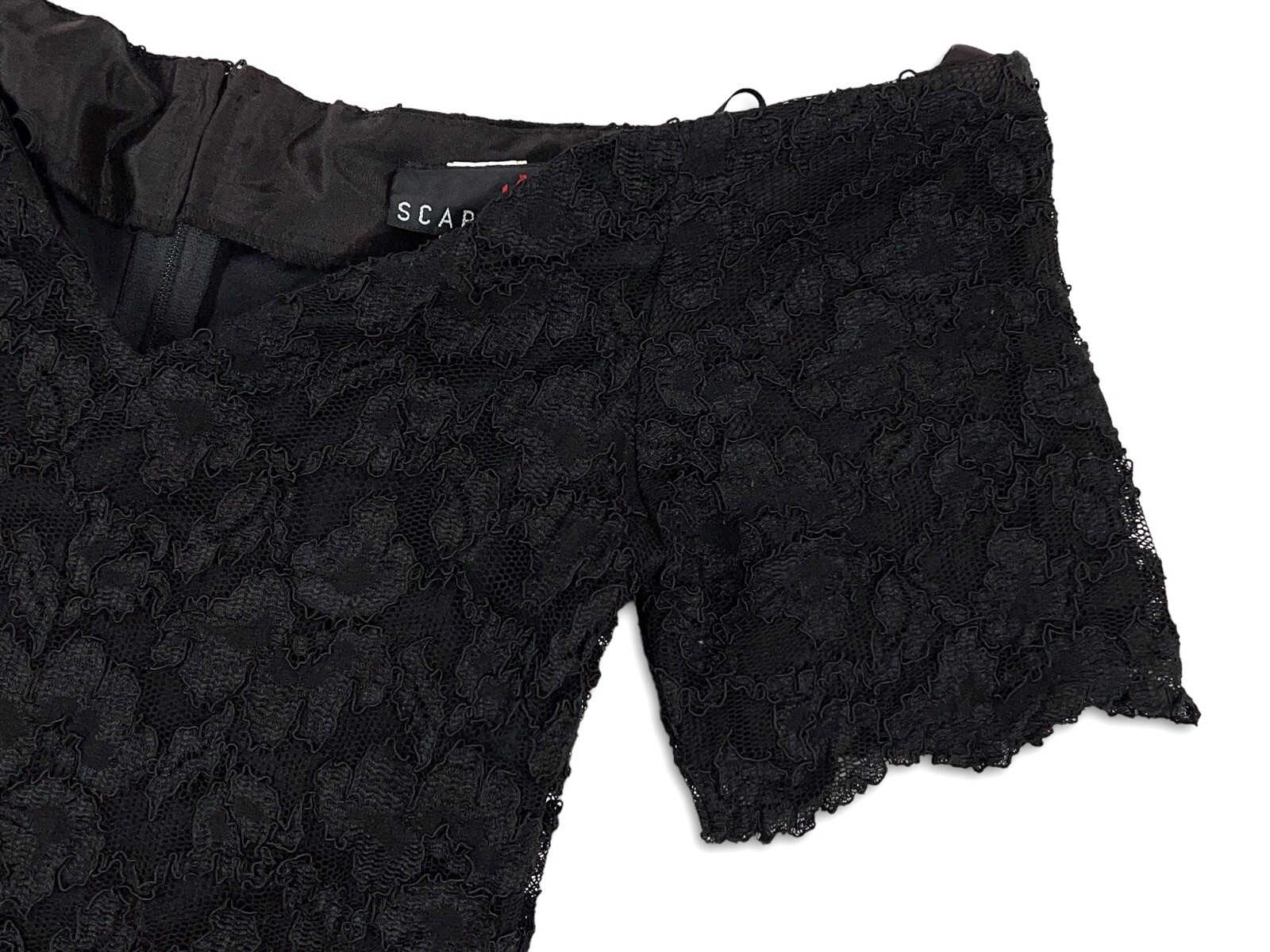 Vintage Black Lace Off Shoulder Peplum Sheath Dress LBD Nite Scarlett