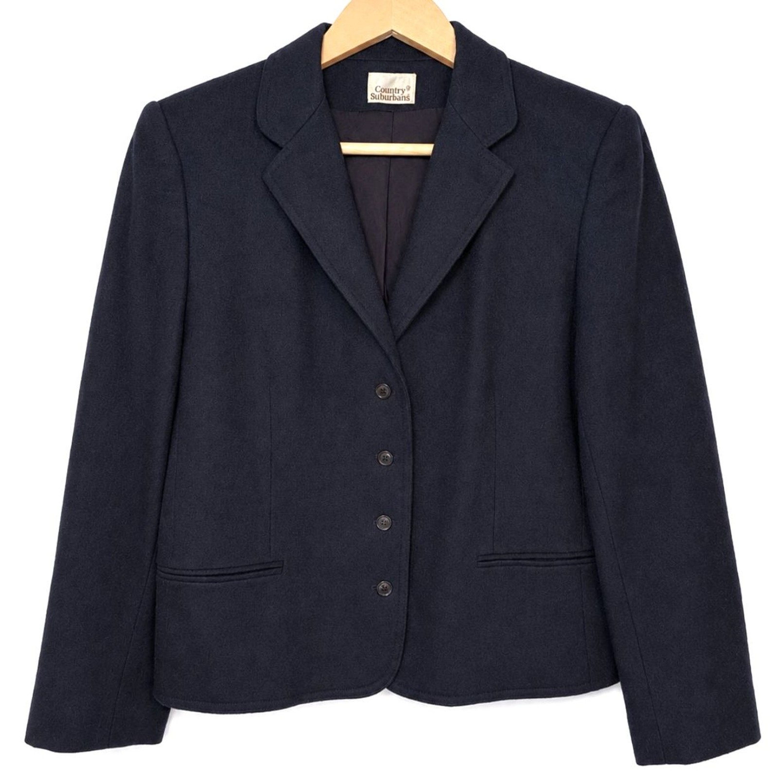 VTG Country Suburbans Navy Wool Blend Blazer Jacket Women 12 USA Classic Career