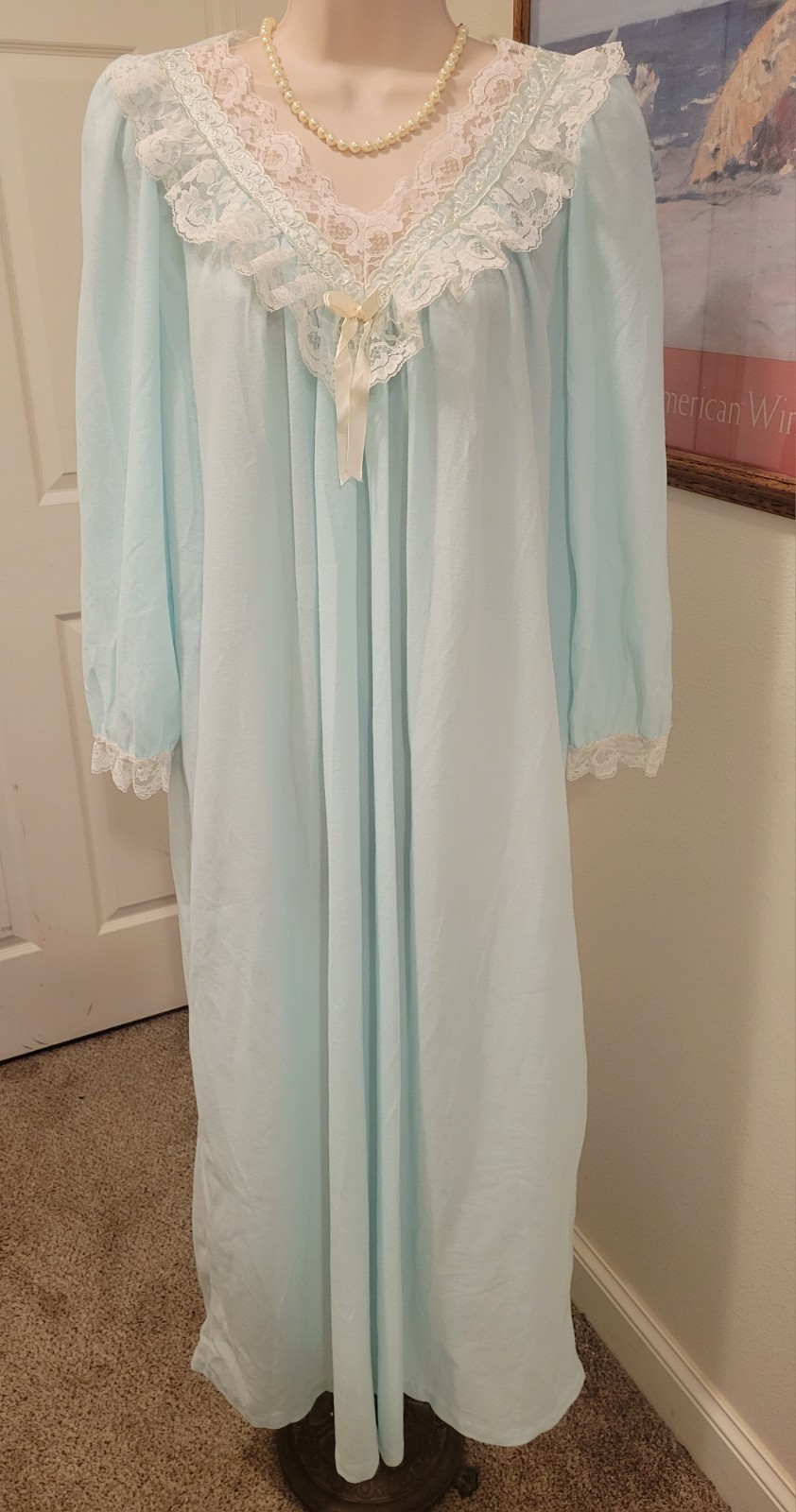 NICOLE NOS Soft Blue Long Nightgown Sz M