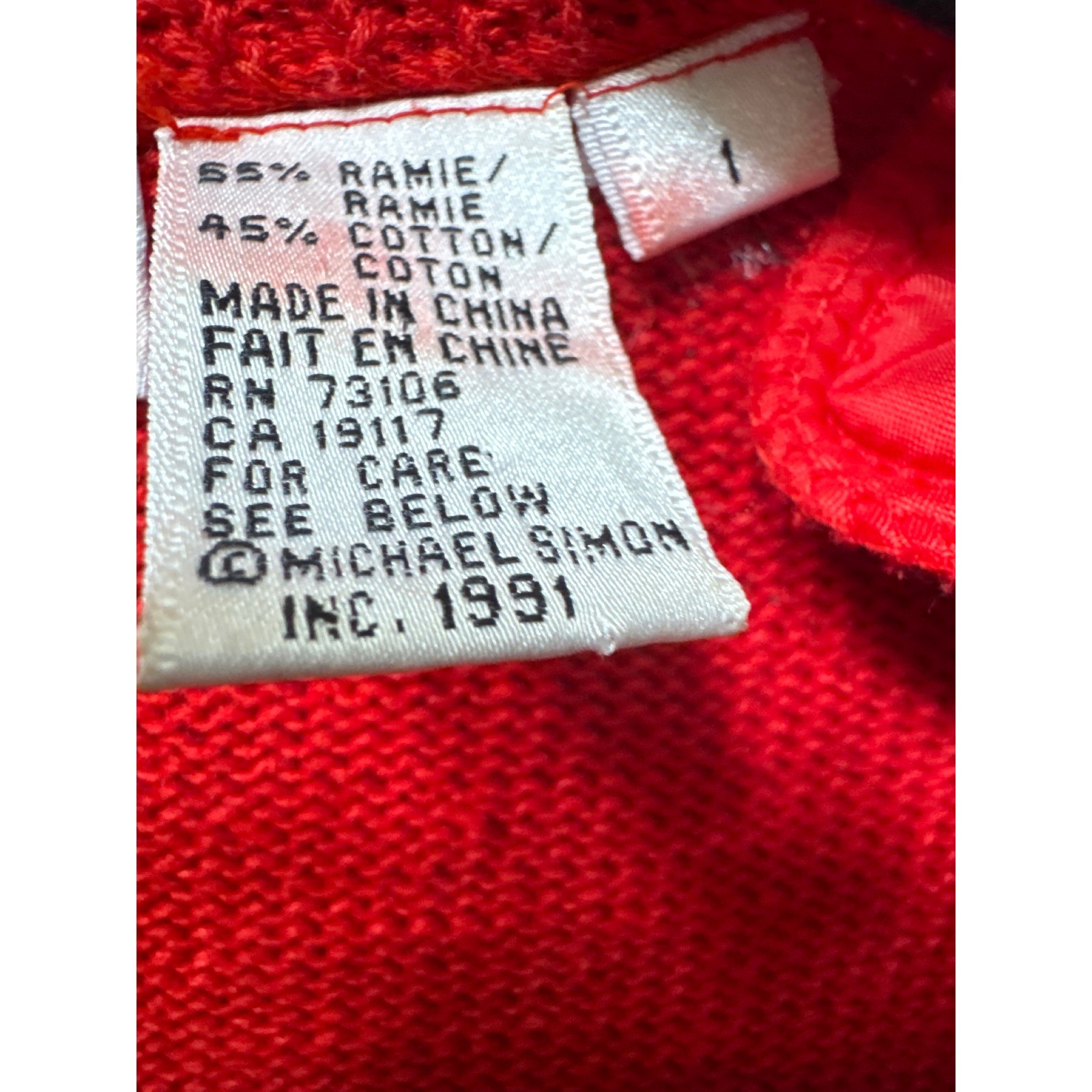 Michael Simon Vintage 1991 Beaded Christmas Ornament Cardigan Sweater Red Sz M/L