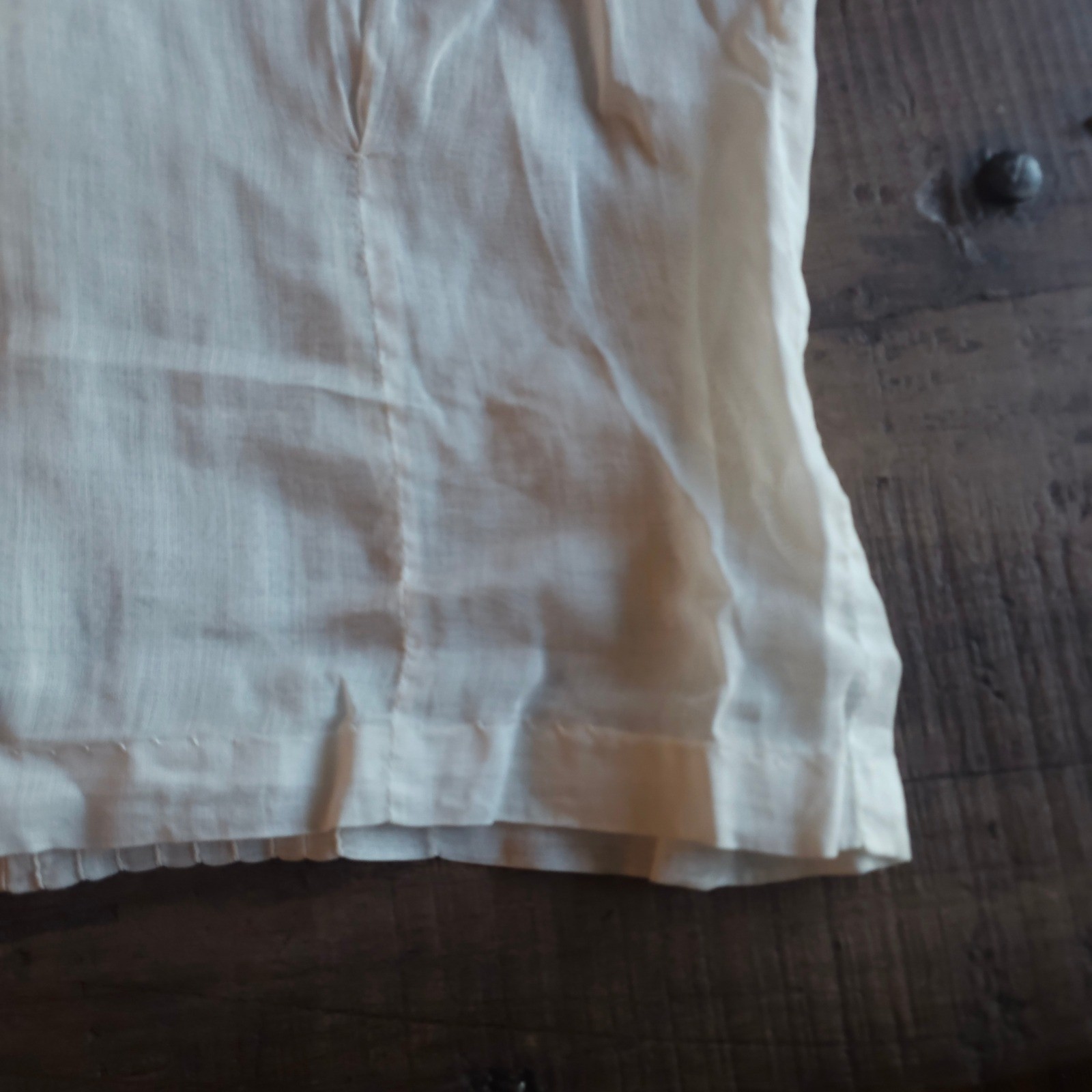 Antique White Cotton Lawn Blouse Pintuck Lace Trim Edwardian Short Sleeve Top