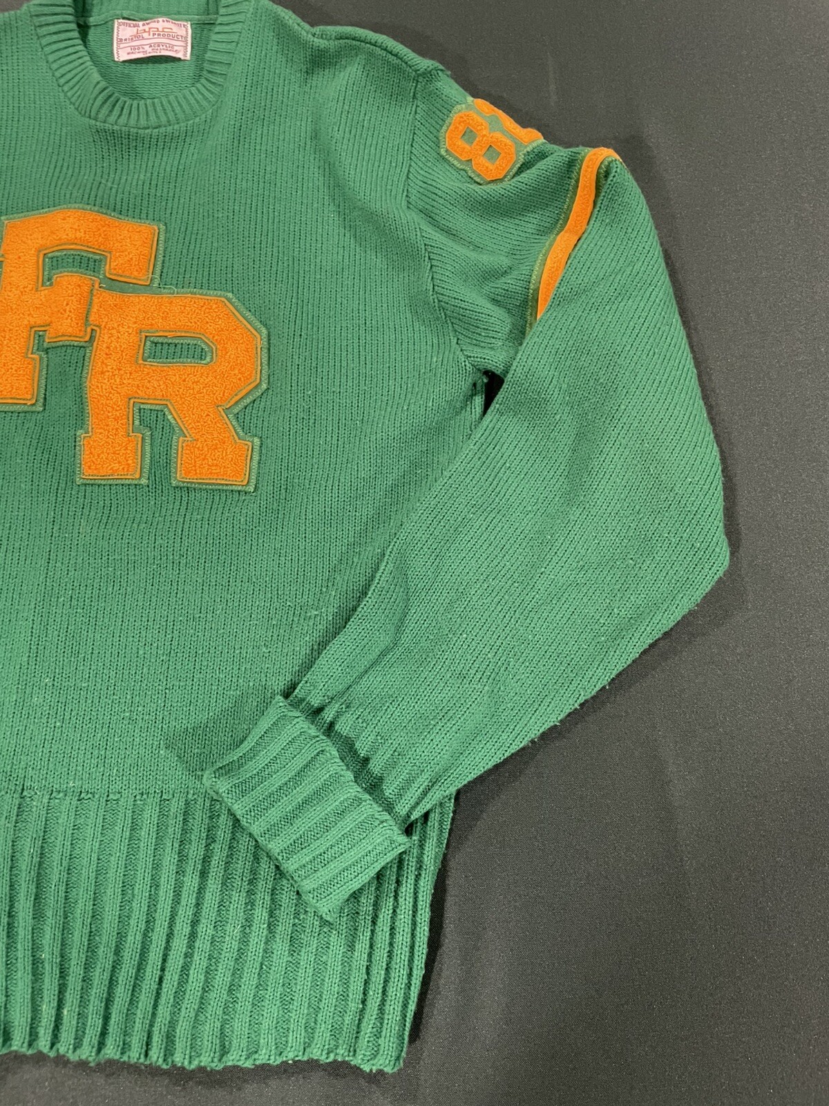 Vintage Womens 82’ Cheerleader Knit Sweater USA Green /Yellow