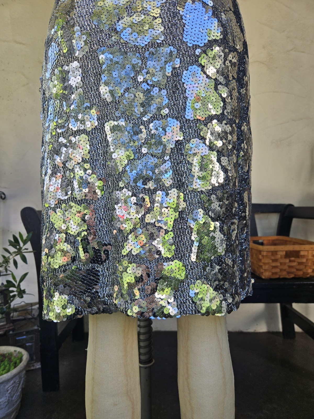 Vintage 90s Silver Metallic Sequin Cocktail Party Dress Size 10 Medium Tank…