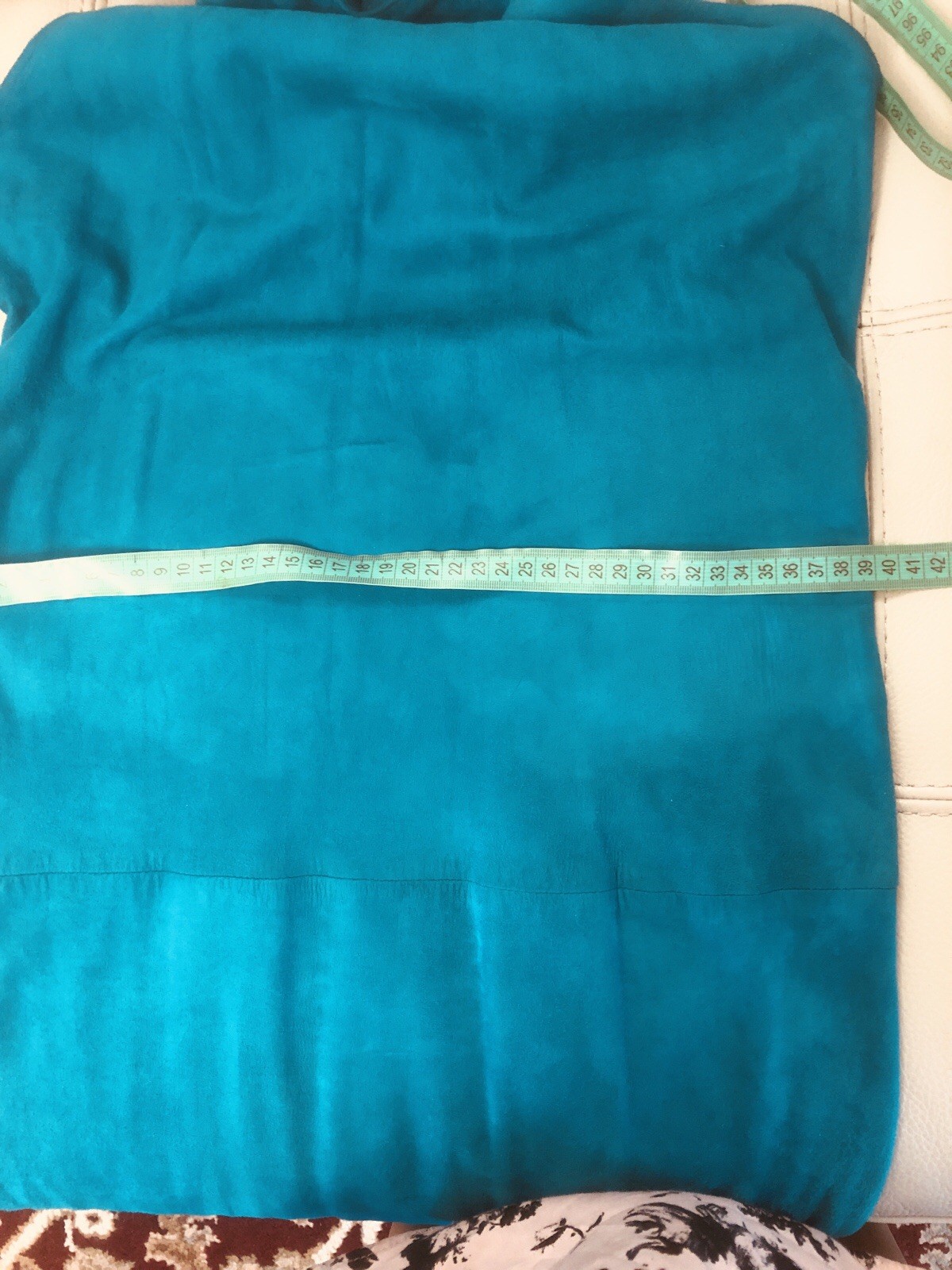 NWOT Firenze Santa Barbara long dress soft genuine suede, emerald teal color SzS