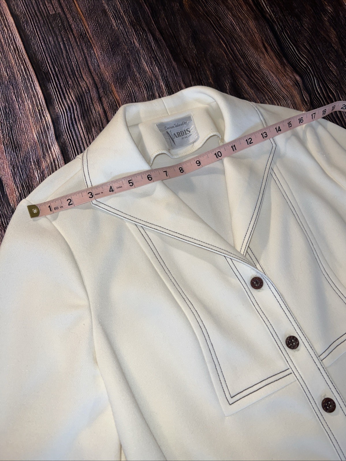 Vintage Custom Tailored By Nardis Of Dallas Blazer Jacket & Skirt Set Cream