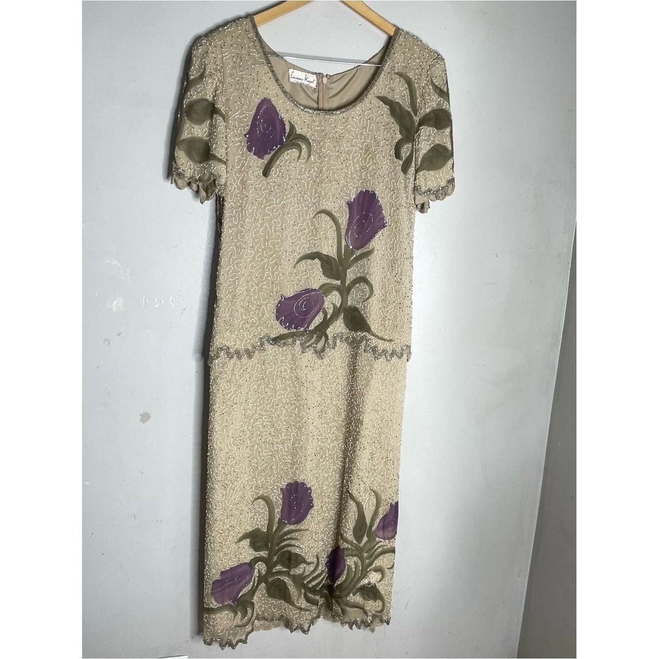 Vintage Laurence Kazar Intricate Beaded Silk Gown Mother of Bride Wedding Guest