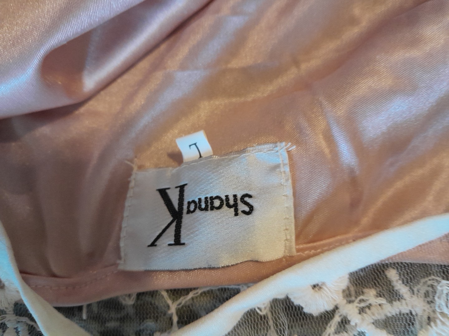 Vint. 70s Shana K Large Cottage Core Lined Pink /Mesh Embroidered Midi Dress.B28