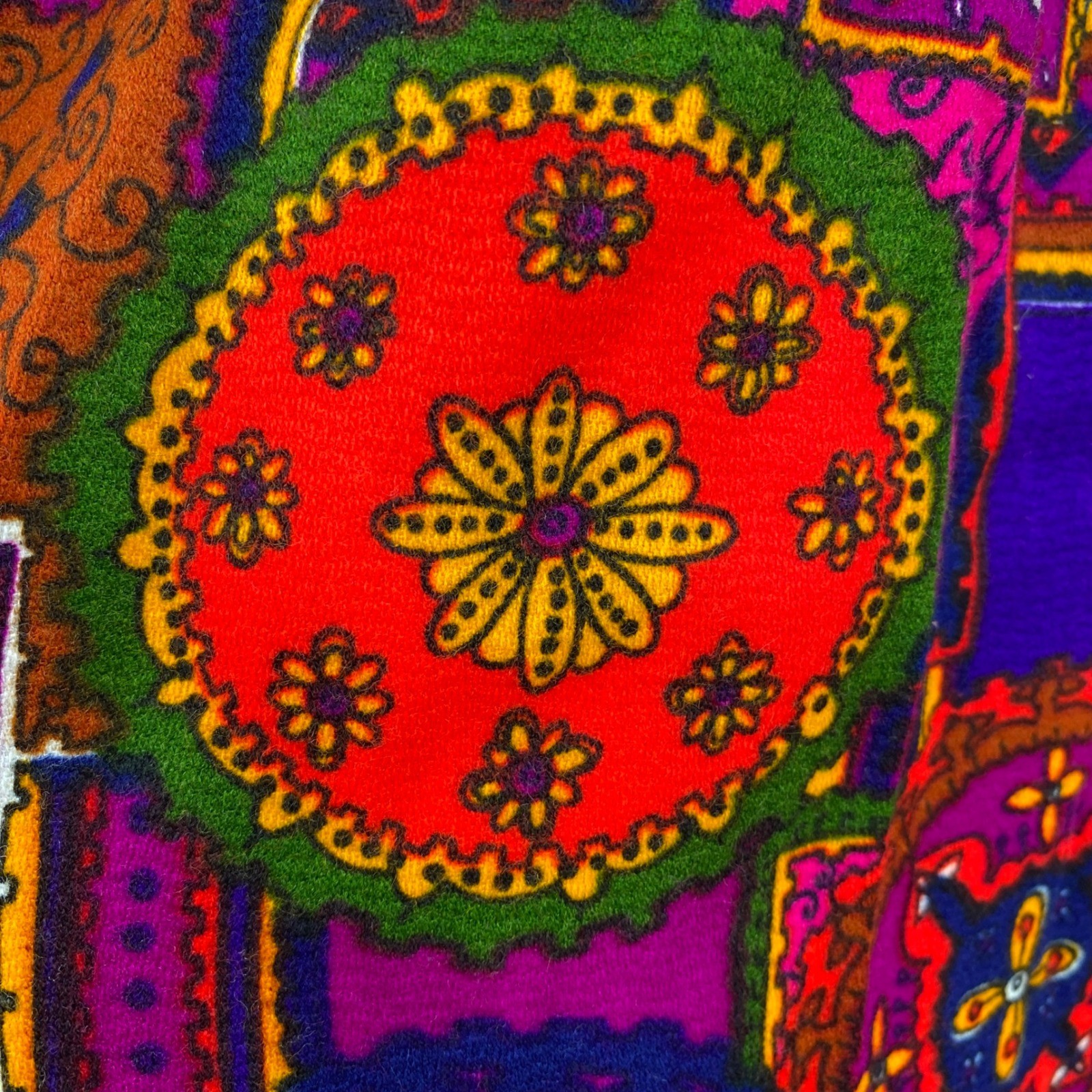 Vintage 70s Maxi Skirt Women 26 Psychedelic MosaicStained Glass Vibrant Boho
